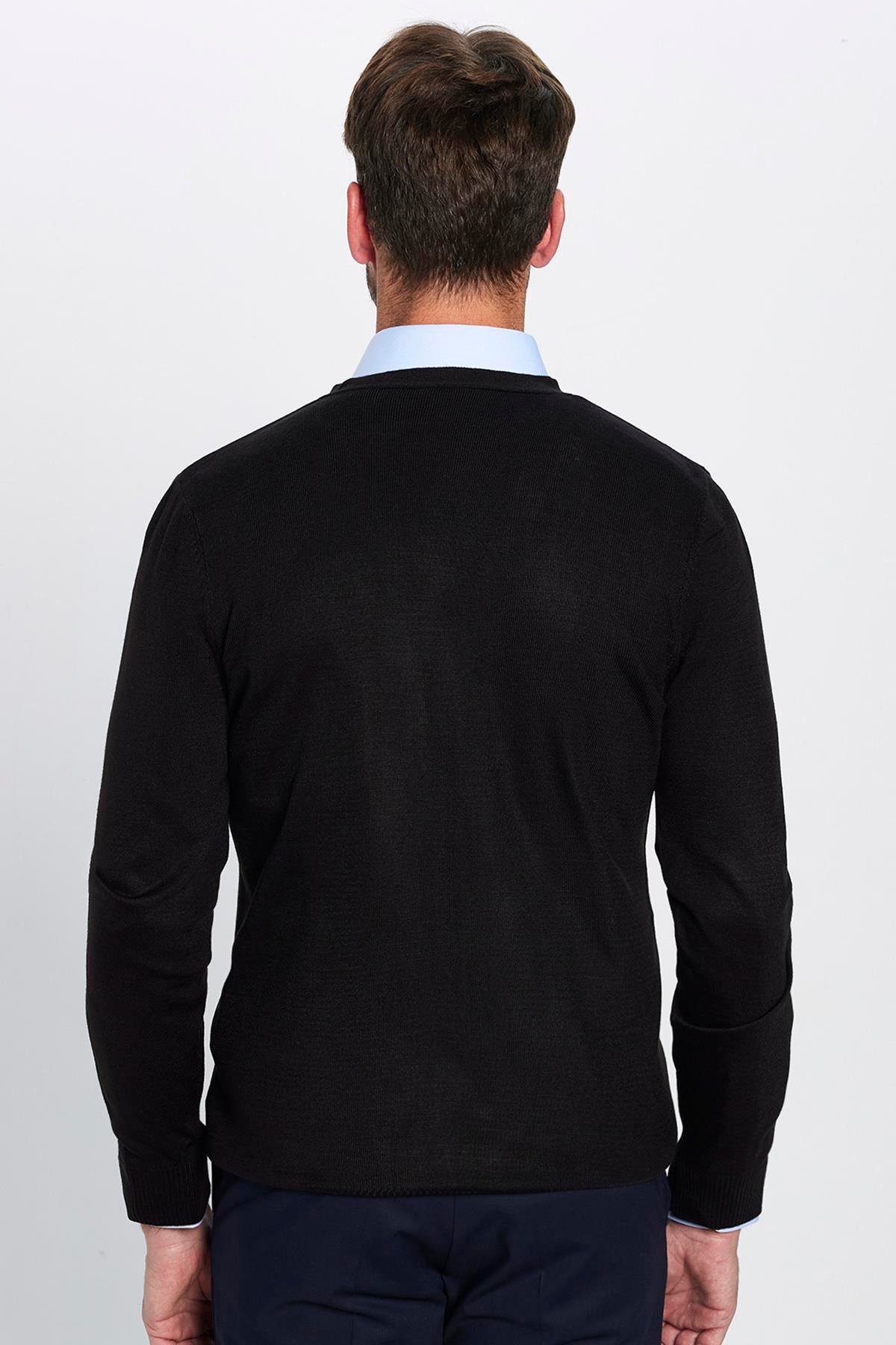 TUDORS Slim Fit Dar Kesim Düğmeli Düz Tüylenmeyen Yumuşak Dokulu Erkek Hırka görsel 5