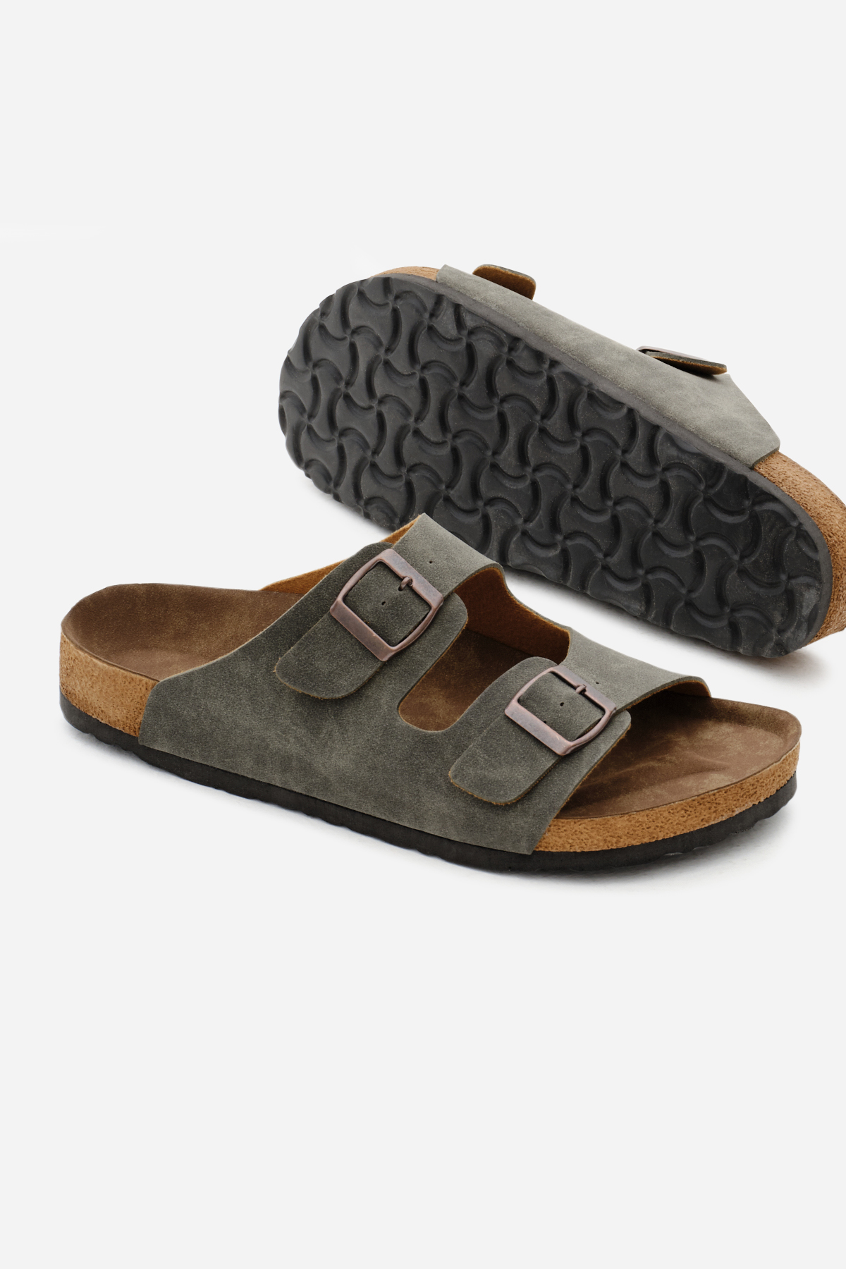 TONNY BLACK Unisex Haki Poli Taban Ayarlamalı Çift Tokalı Terlik görsel 4