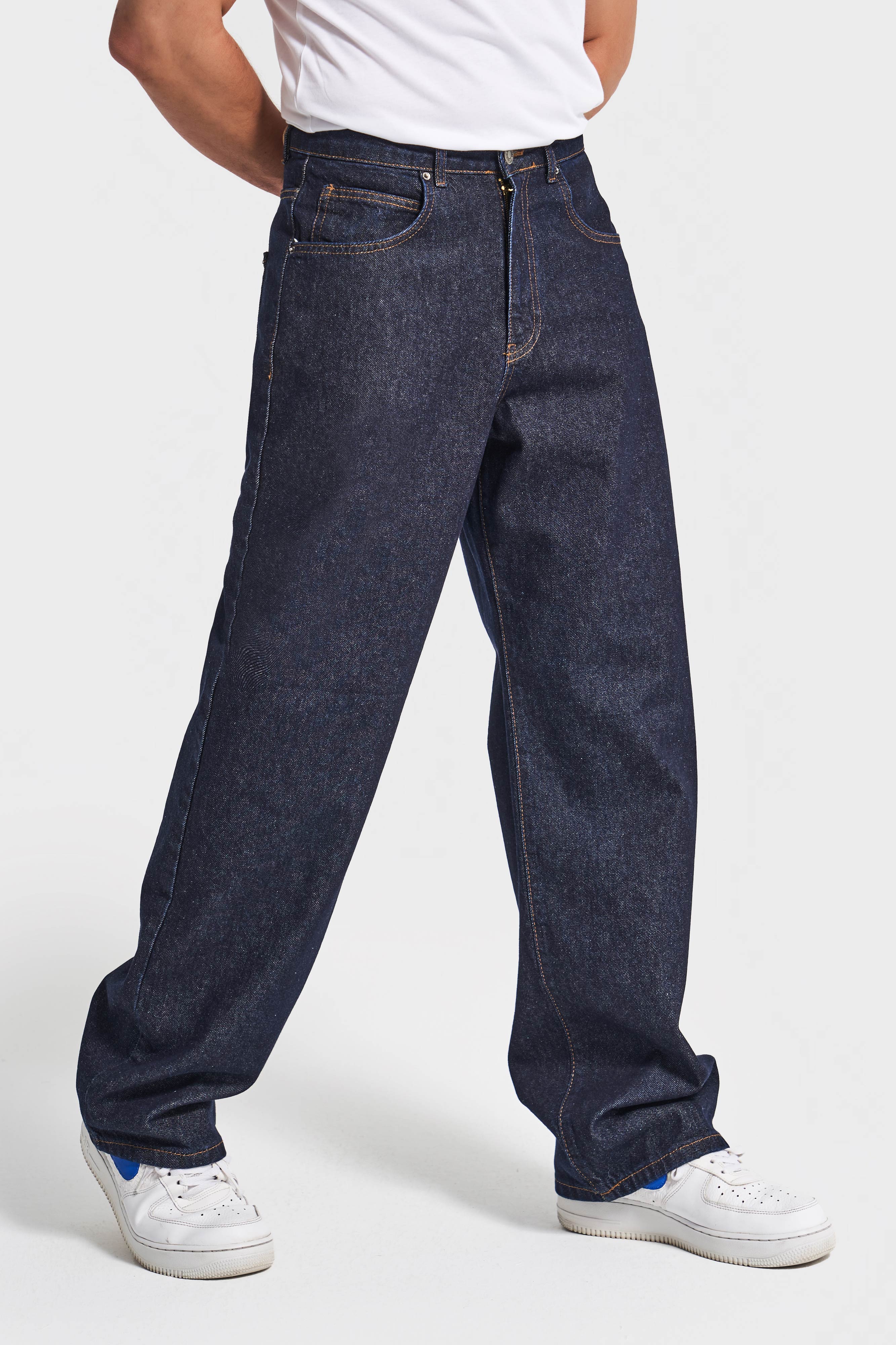 It's Basic Erkek İndigo Renk 7w5-50 TT25 Relaxed Baggy Fit İç Boy 80cm %100 Pamuk Denim Jean