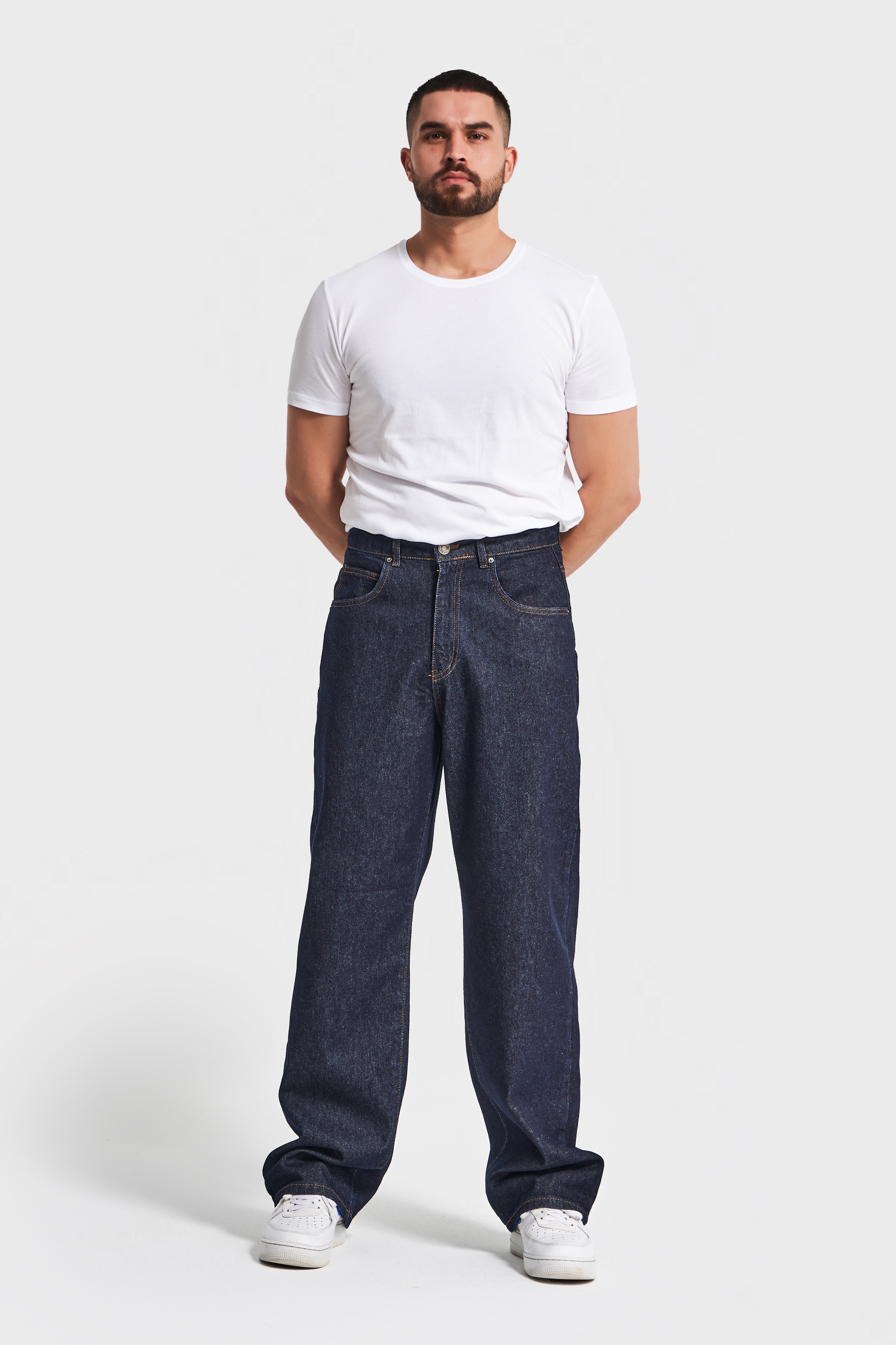 It's Basic Erkek İndigo Renk 7w5-50 TT25 Relaxed Baggy Fit İç Boy 80cm %100 Pamuk Denim Jean görsel 2