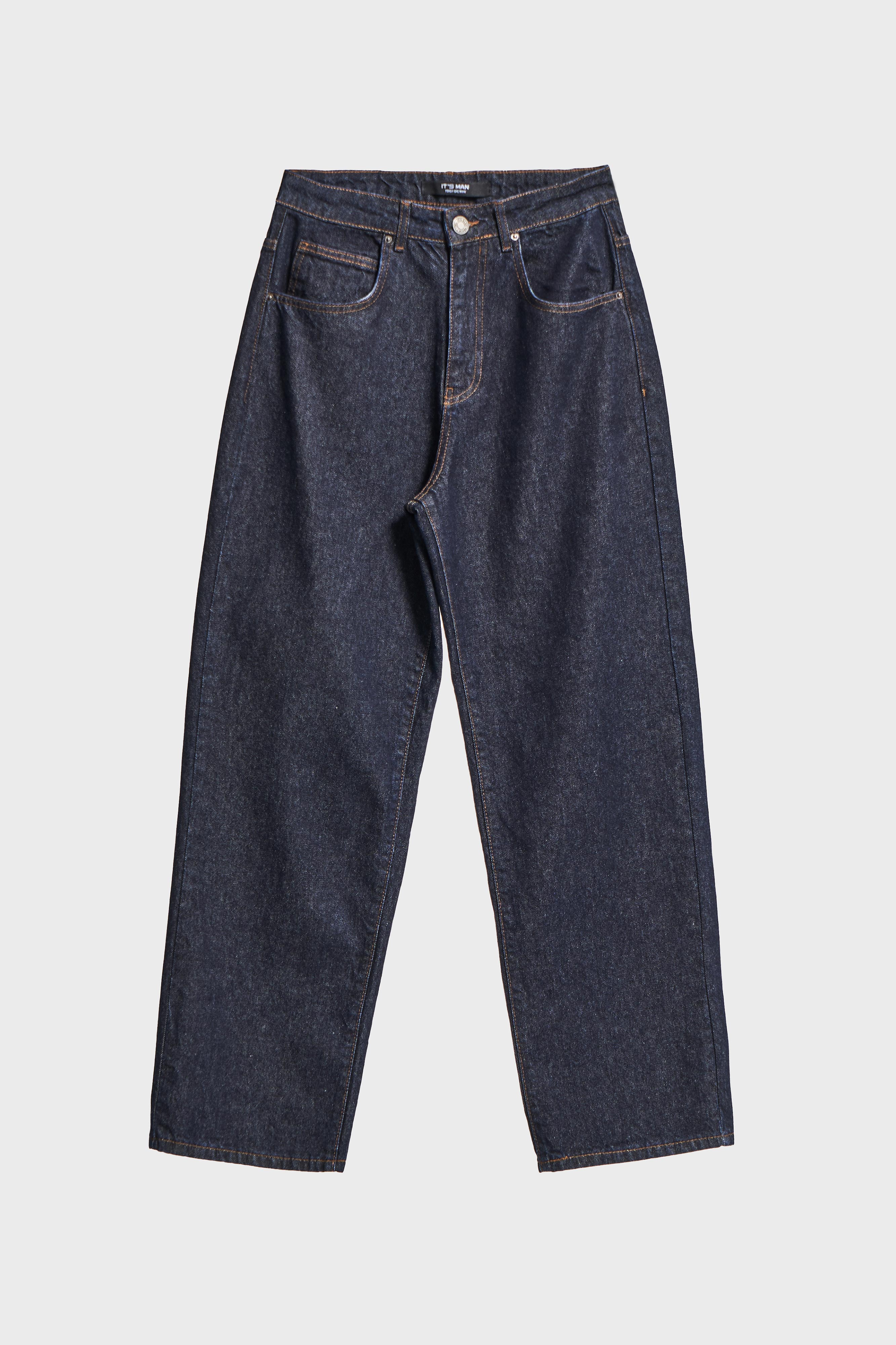 It's Basic Erkek İndigo Renk 7w5-50 TT25 Relaxed Baggy Fit İç Boy 80cm %100 Pamuk Denim Jean görsel 3