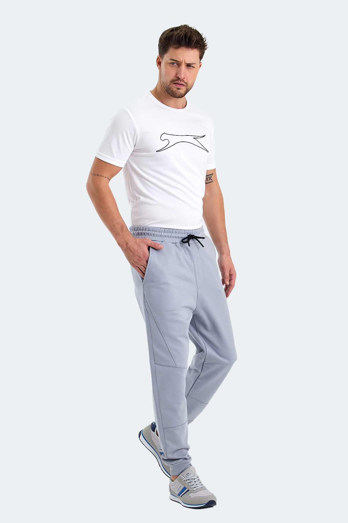 SLAZENGER NADAB Erkek %100 Pamuk Jogger Eşofman Altı Gri görsel 7