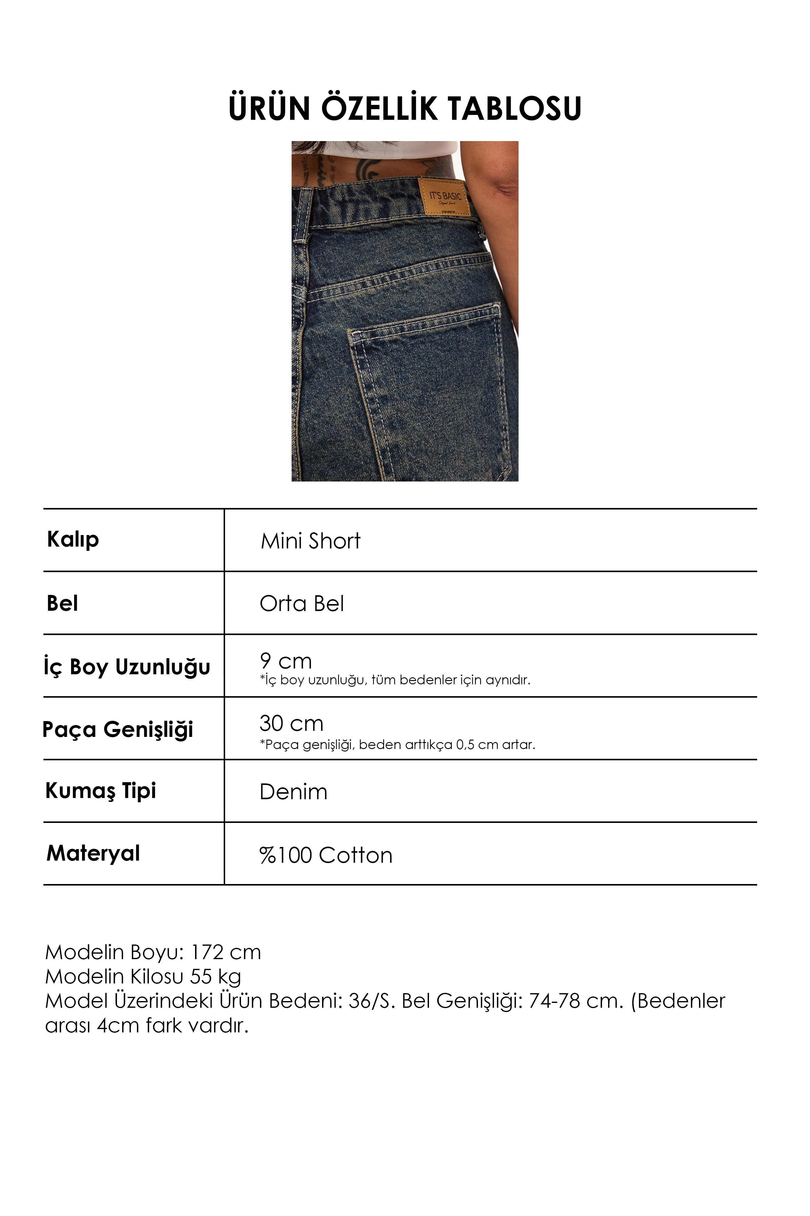It's Basic Kadın Koyu Jean 10s6 Mini Yırtık Detaylı Denim Şort görsel 2