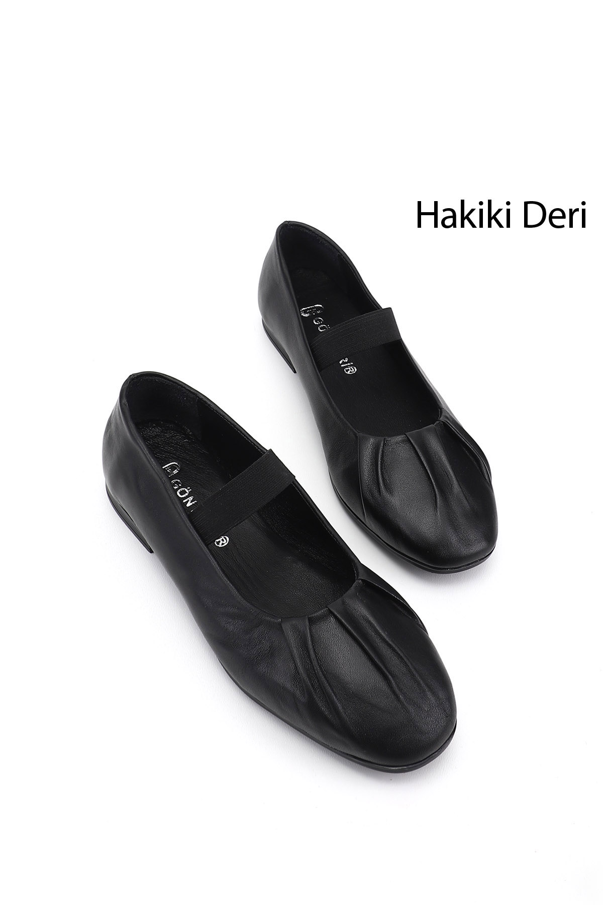 GÖNDERİ(R) Kadın SİYAH Hakiki Deri Babet
