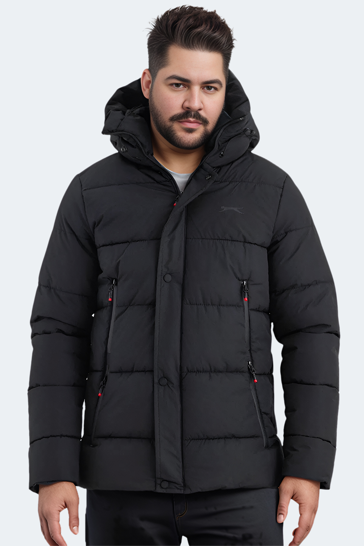 SLAZENGER GAFAR Erkek Mont Büyük Beden Şişme Mont Siyah