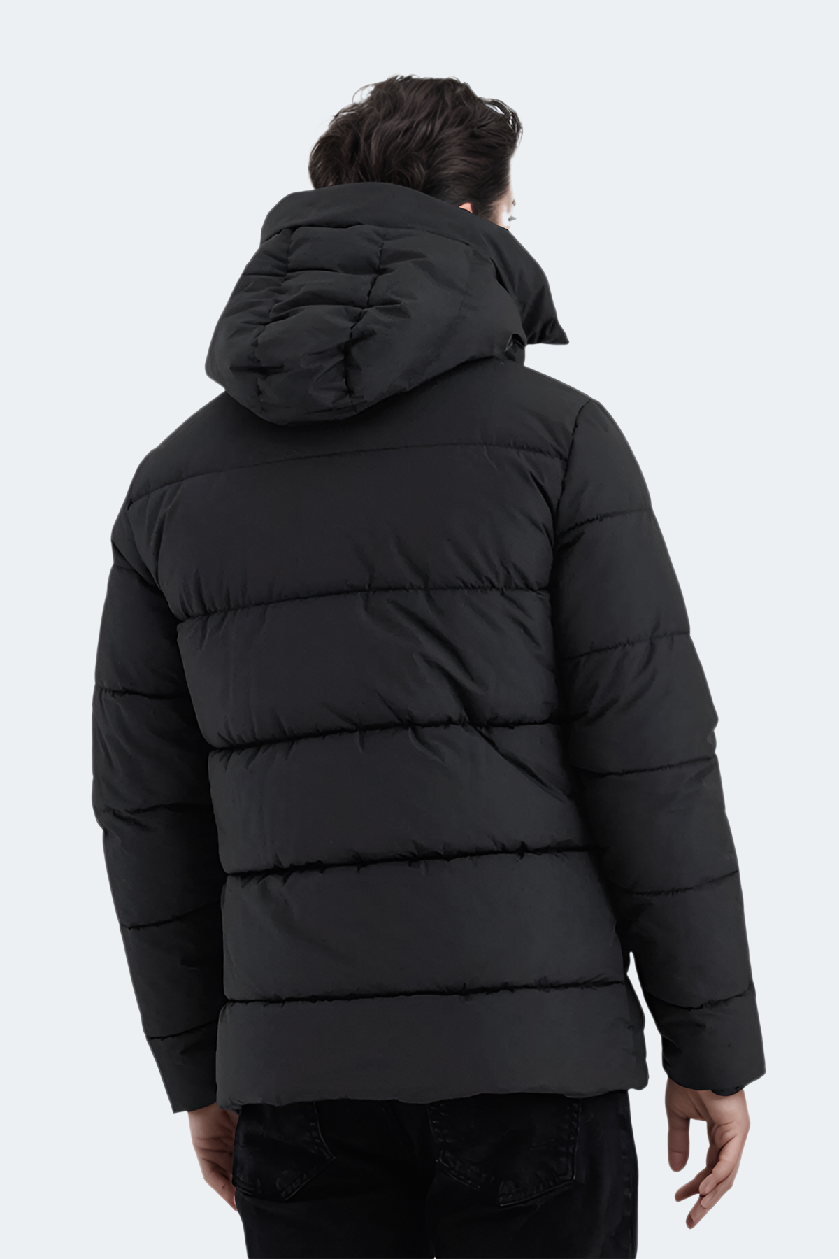 SLAZENGER GAFAR Erkek Mont Büyük Beden Şişme Mont Siyah görsel 2