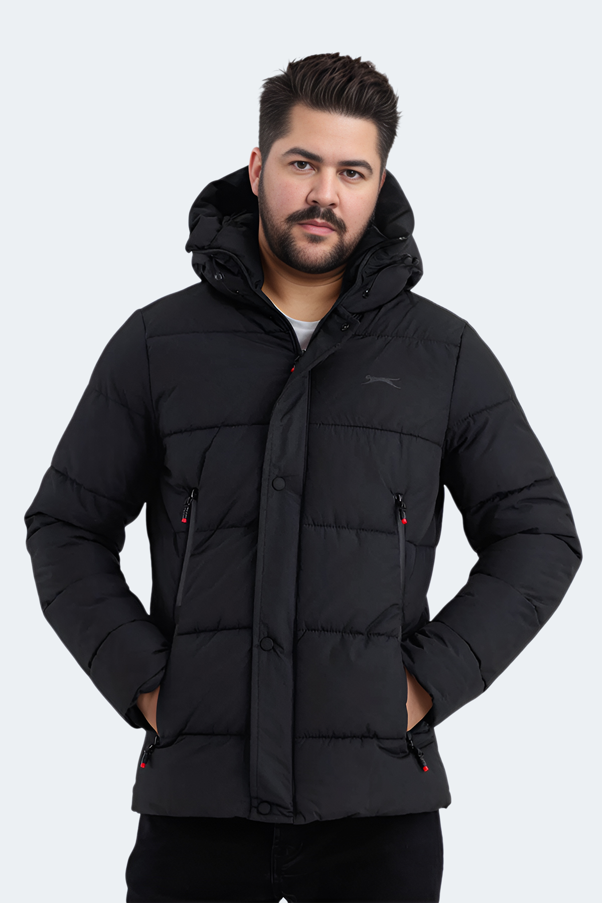 SLAZENGER GAFAR Erkek Mont Büyük Beden Şişme Mont Siyah görsel 4