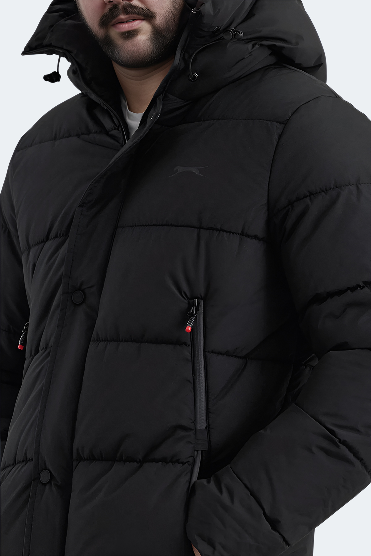 SLAZENGER GAFAR Erkek Mont Büyük Beden Şişme Mont Siyah görsel 6