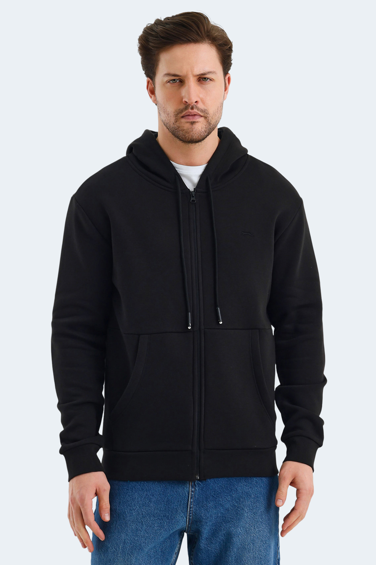 SLAZENGER VONDA Erkek Fermuarlı Sweatshirt Hırka Siyah
