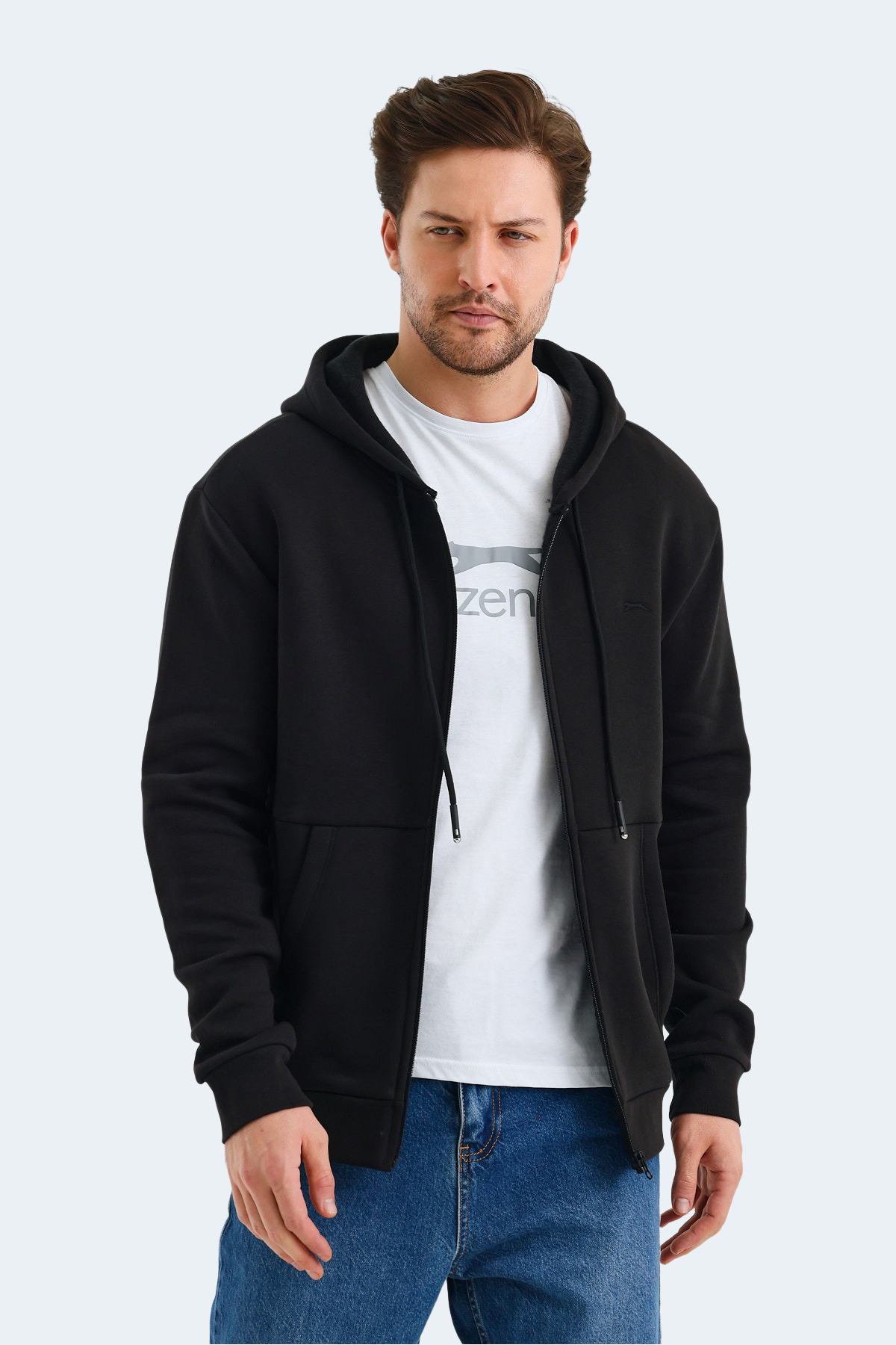 SLAZENGER VONDA Erkek Fermuarlı Sweatshirt Hırka Siyah görsel 3