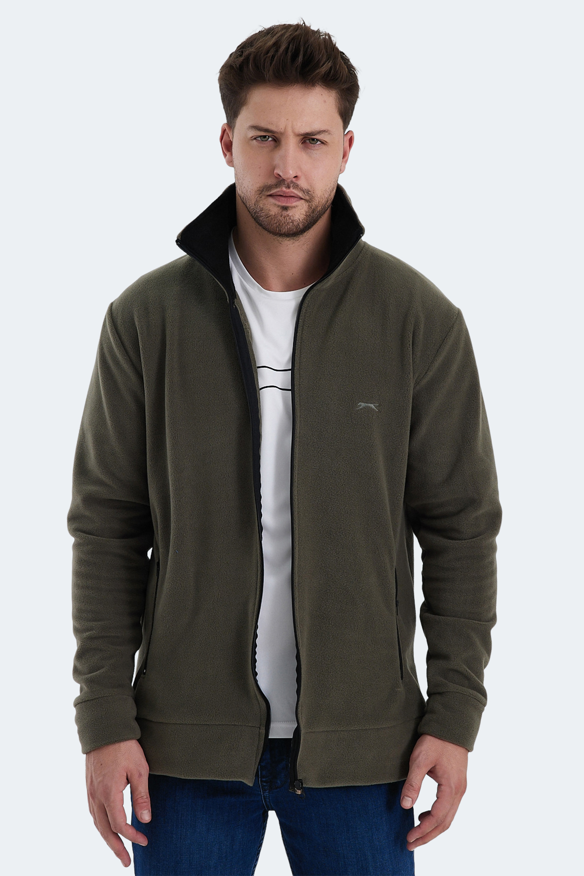 SLAZENGER Erkek Fermuarlı Sweatshirt Hırka Haki görsel 3