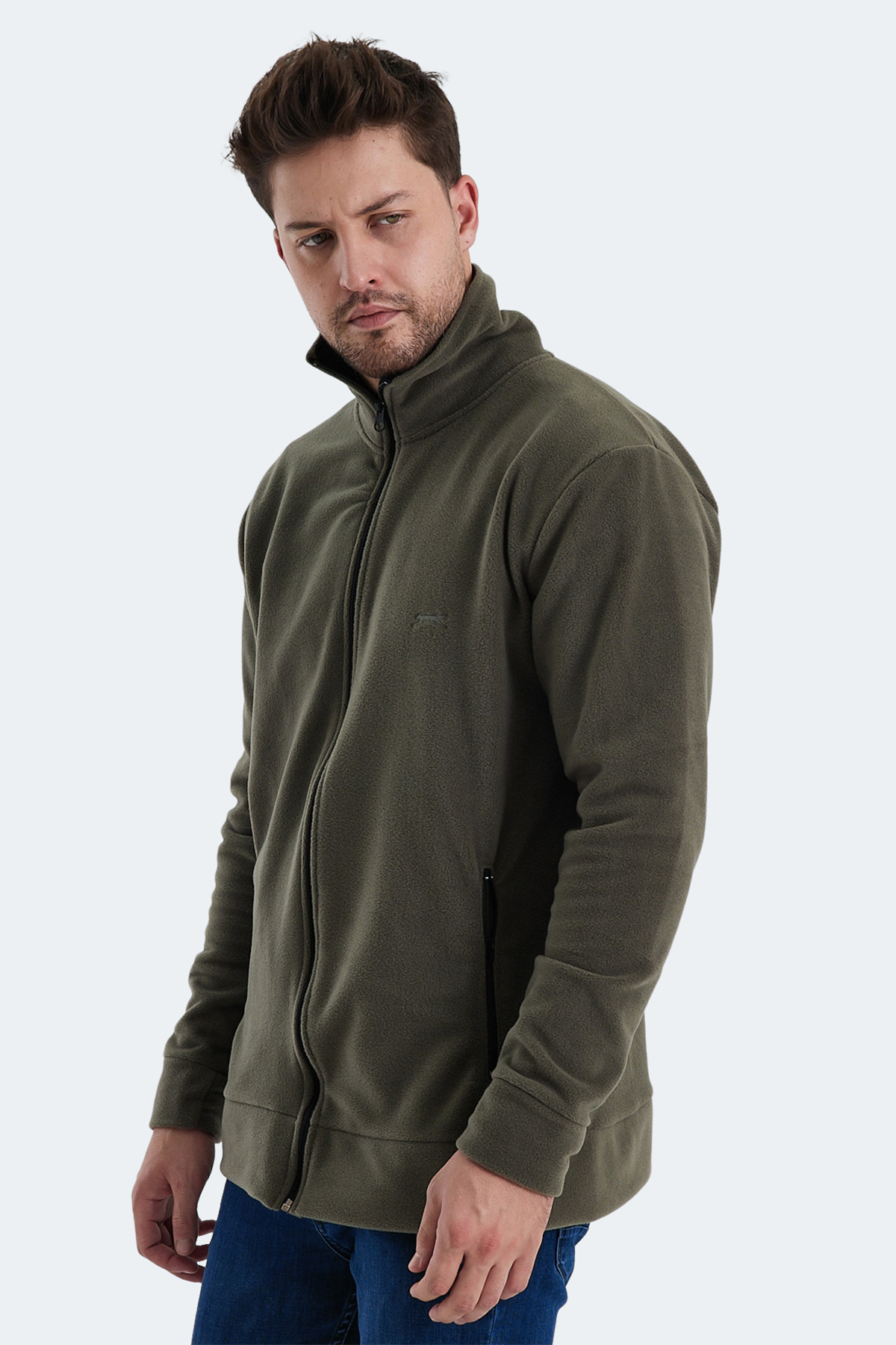 SLAZENGER Erkek Fermuarlı Sweatshirt Hırka Haki görsel 5
