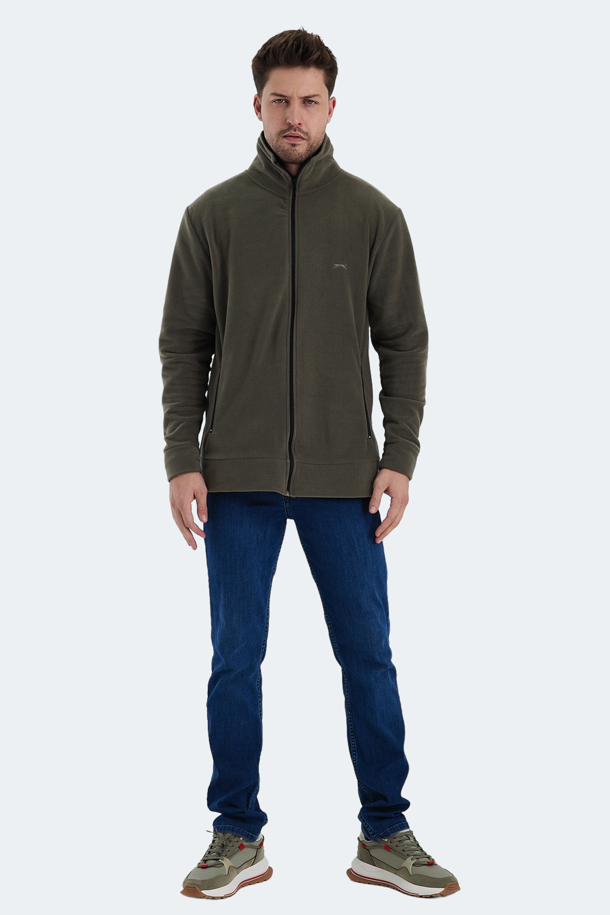 SLAZENGER Erkek Fermuarlı Sweatshirt Hırka Haki görsel 7
