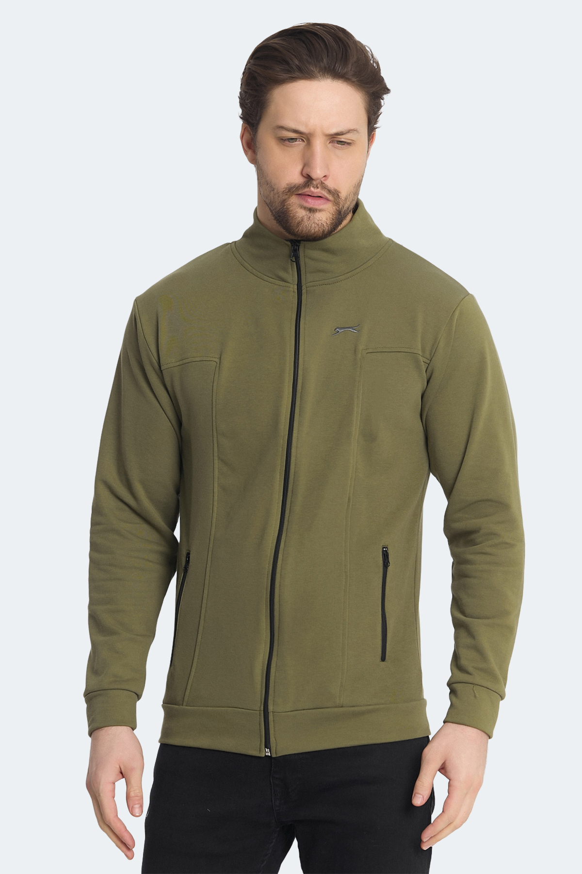 SLAZENGER KAGISONA Erkek Fermuarlı Sweatshirt Hırka Haki