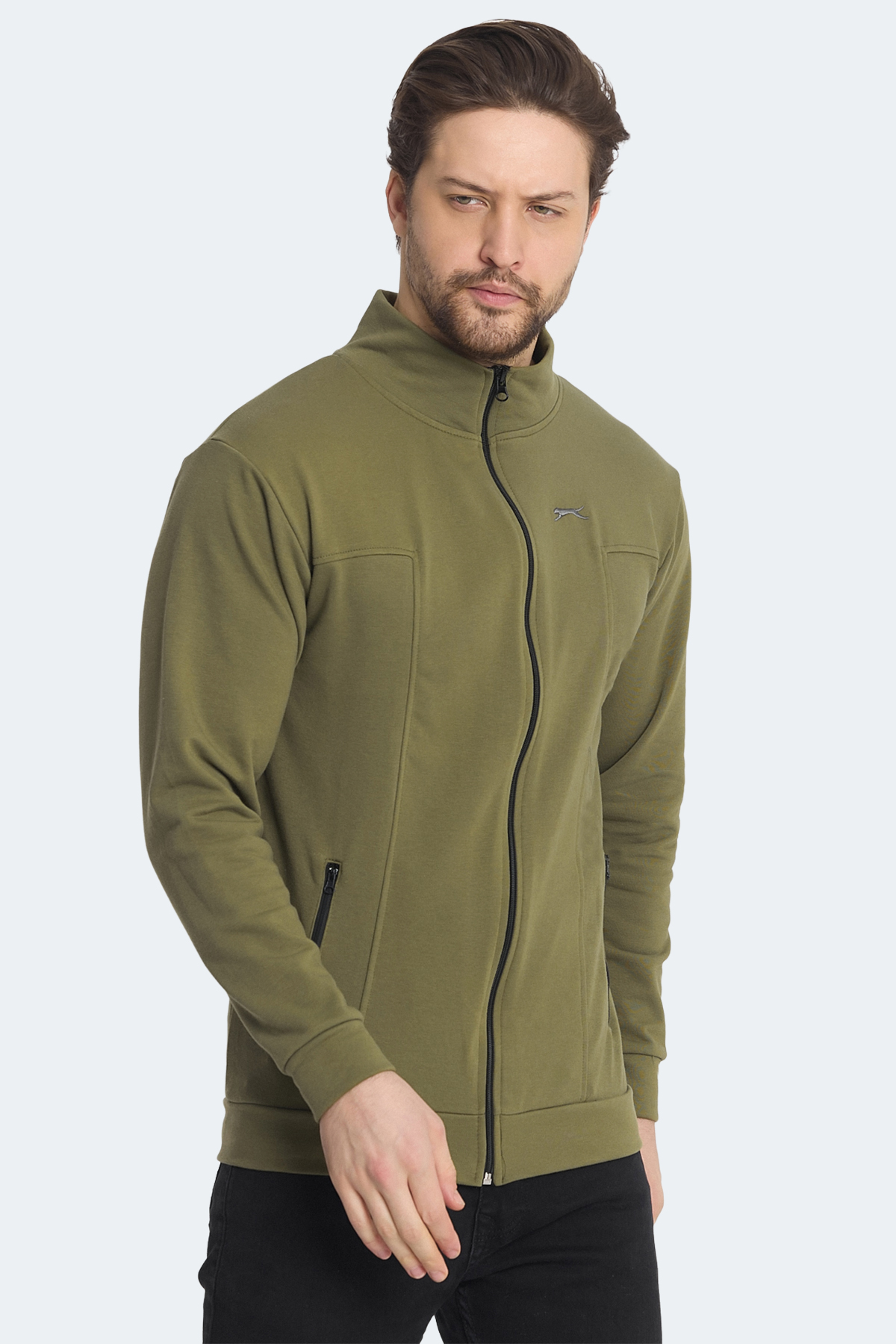 SLAZENGER KAGISONA Erkek Fermuarlı Sweatshirt Hırka Haki görsel 4