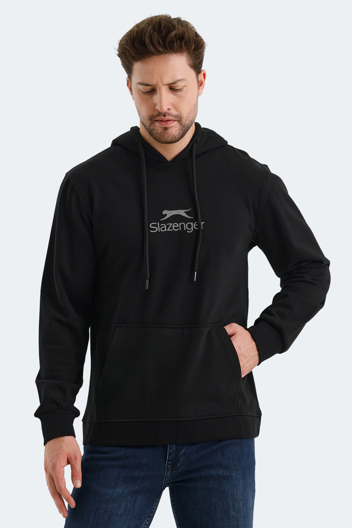 SLAZENGER ONCA Erkek Kapüşonlu Sweatshirt Hoodie Siyah
