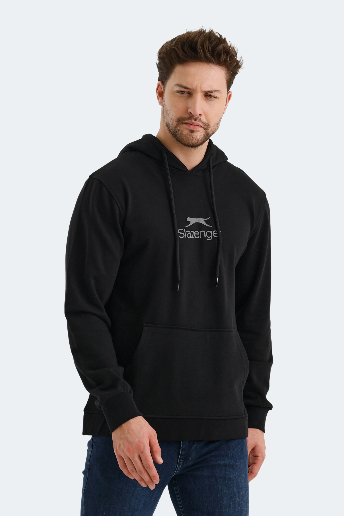 SLAZENGER ONCA Erkek Kapüşonlu Sweatshirt Hoodie Siyah görsel 3