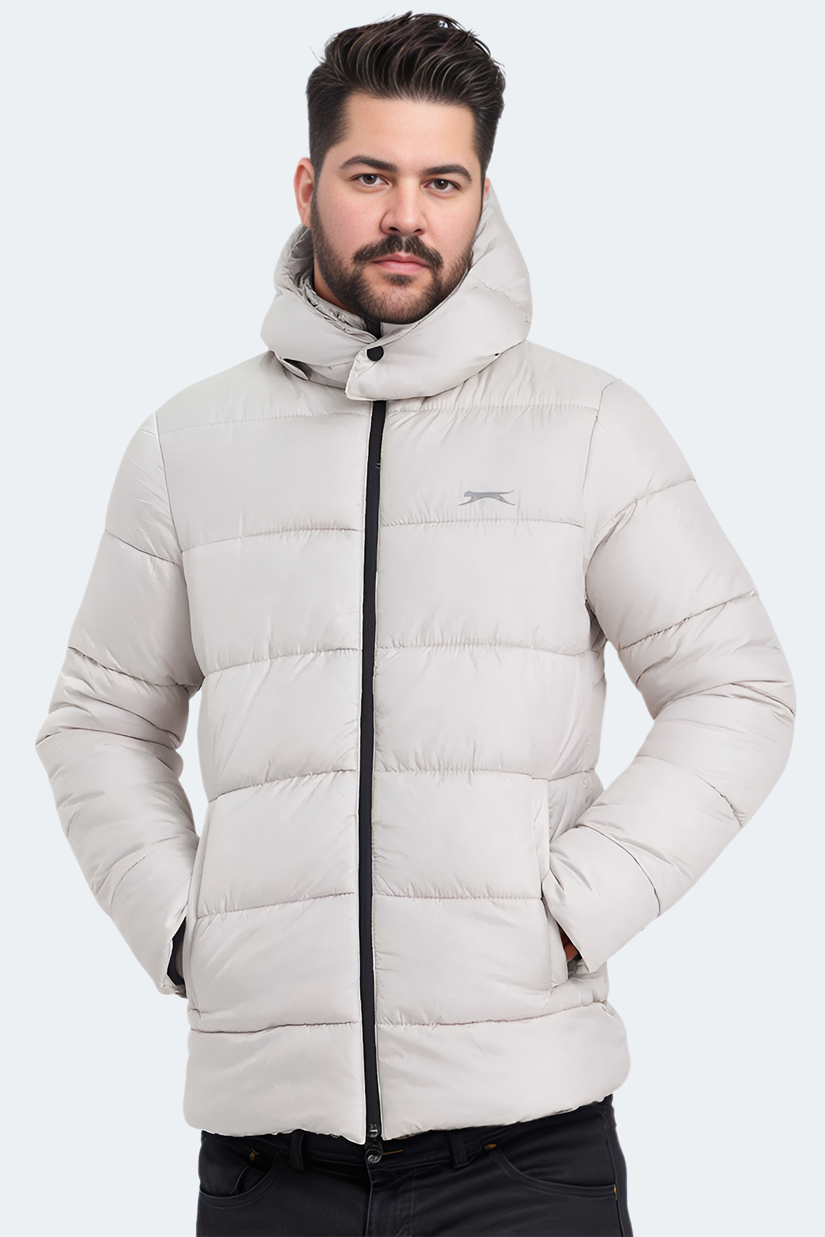 SLAZENGER GANEA Erkek Mont Büyük Beden Şişme Mont Bej görsel 3