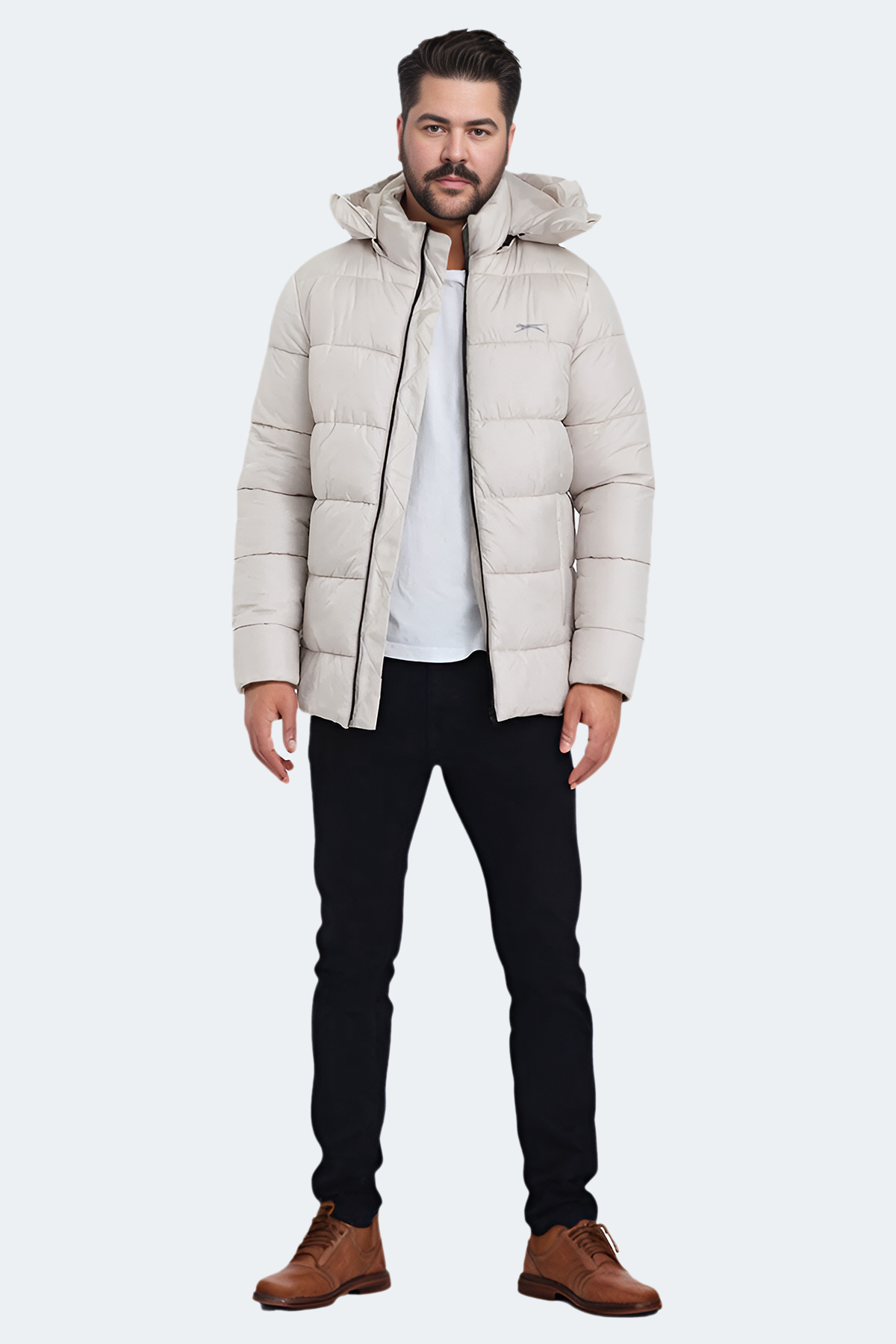 SLAZENGER GANEA Erkek Mont Büyük Beden Şişme Mont Bej görsel 7