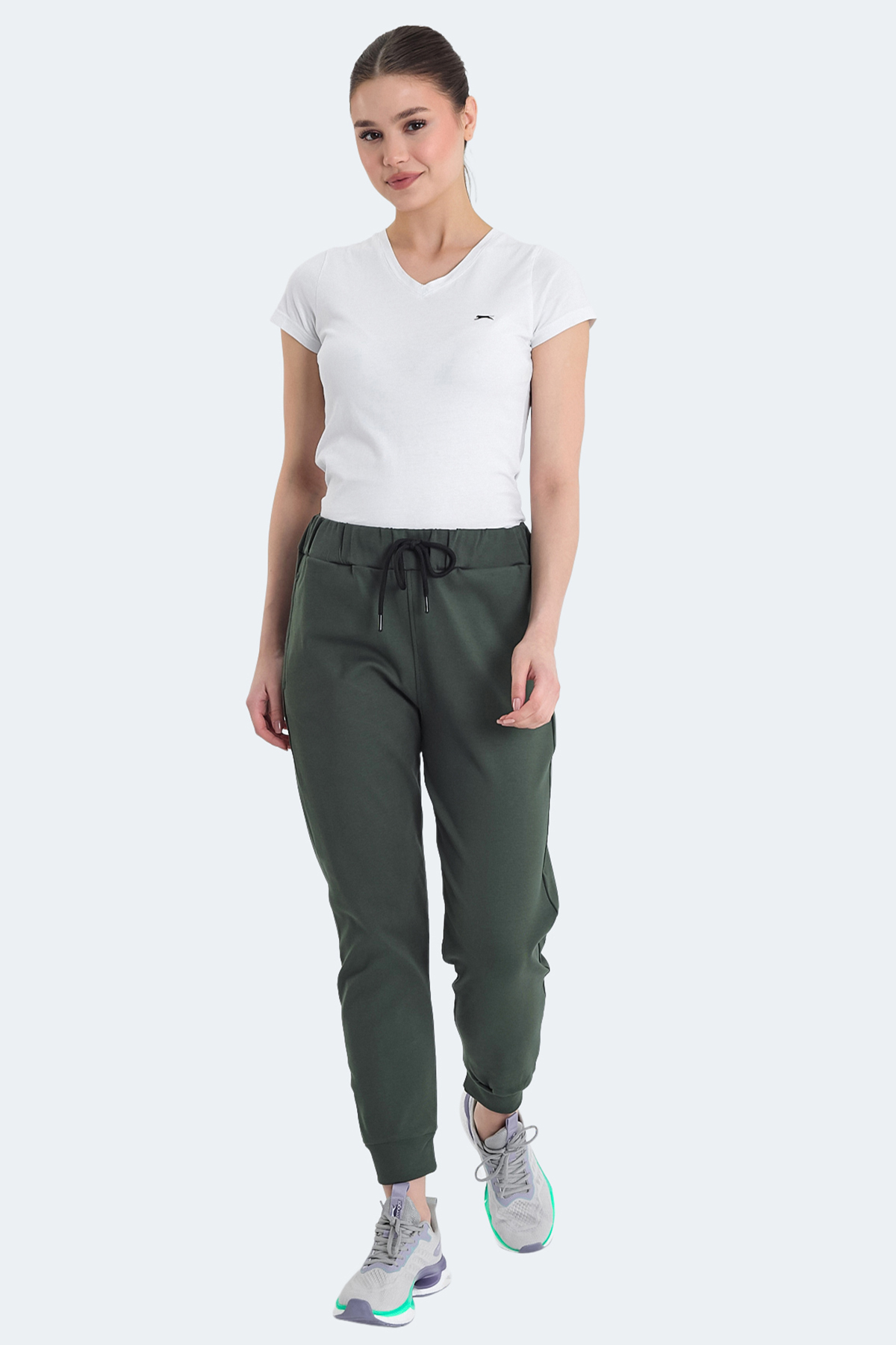 SLAZENGER VETERAN RBN Kadın Cepli Haki Eşofman Altı görsel 7