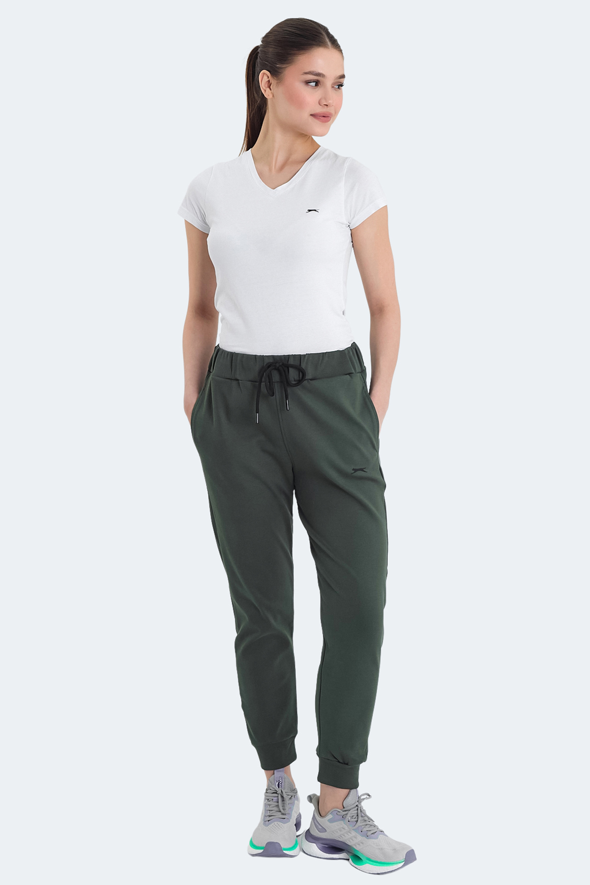 SLAZENGER VETERAN RBN Kadın Cepli Haki Eşofman Altı görsel 8
