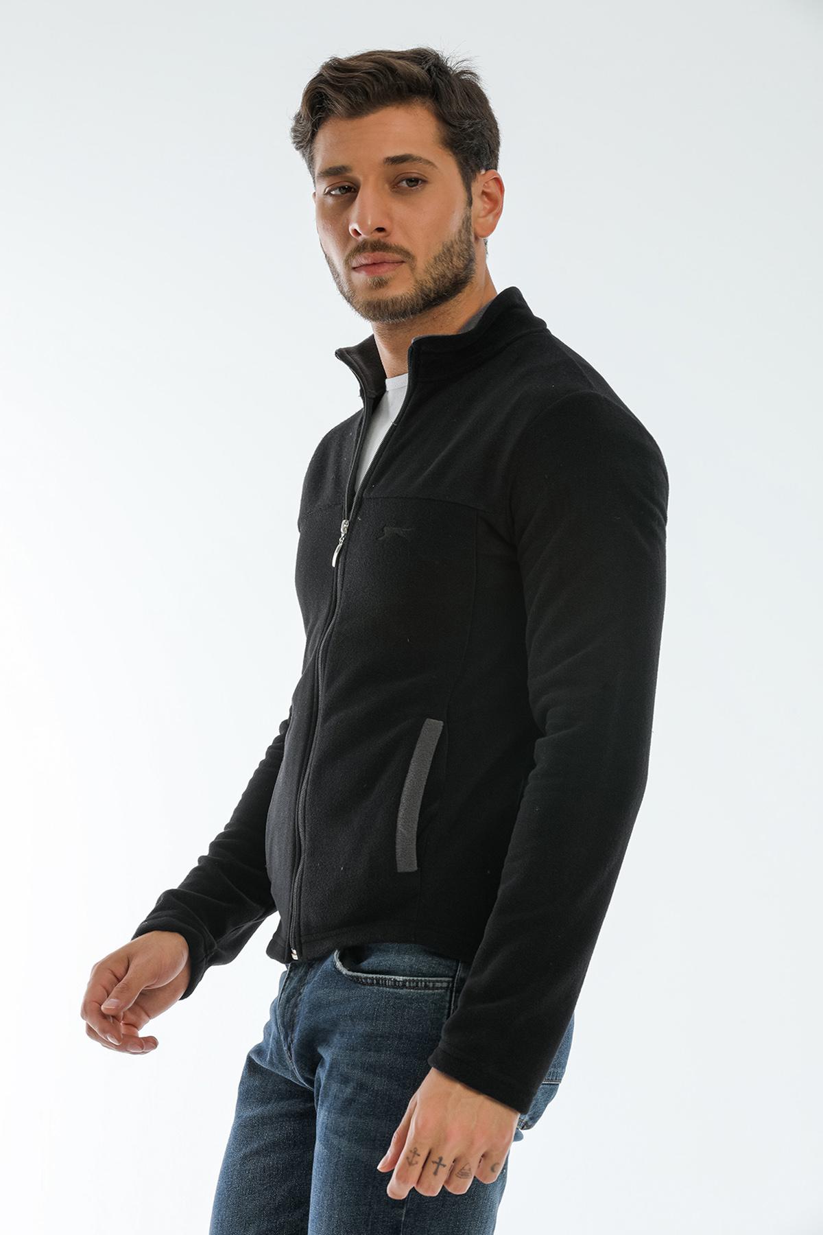 SLAZENGER SAFRANO I Erkek Fermuarlı Sweatshirt Hırka Siyah görsel 2