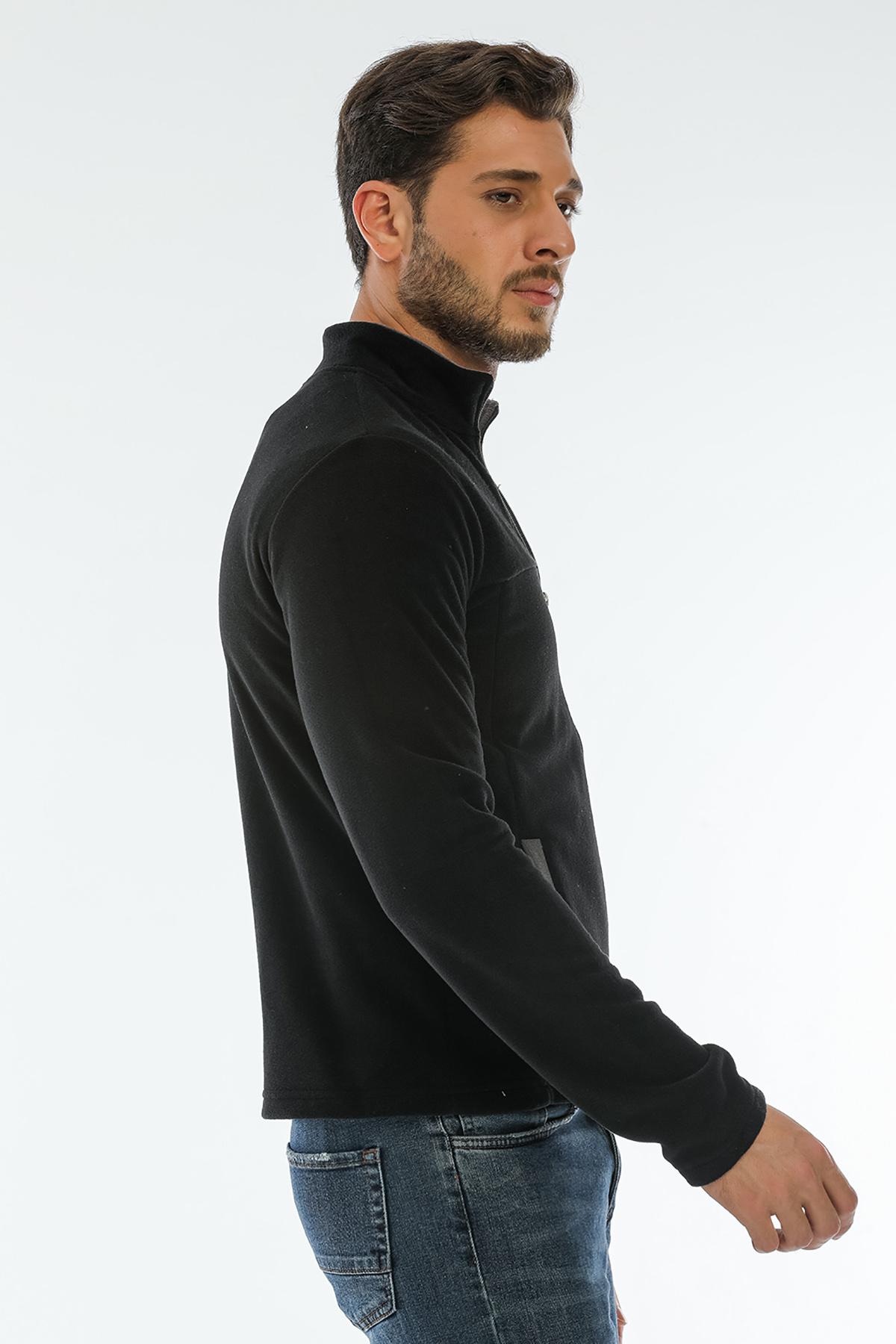 SLAZENGER SAFRANO I Erkek Fermuarlı Sweatshirt Hırka Siyah görsel 4