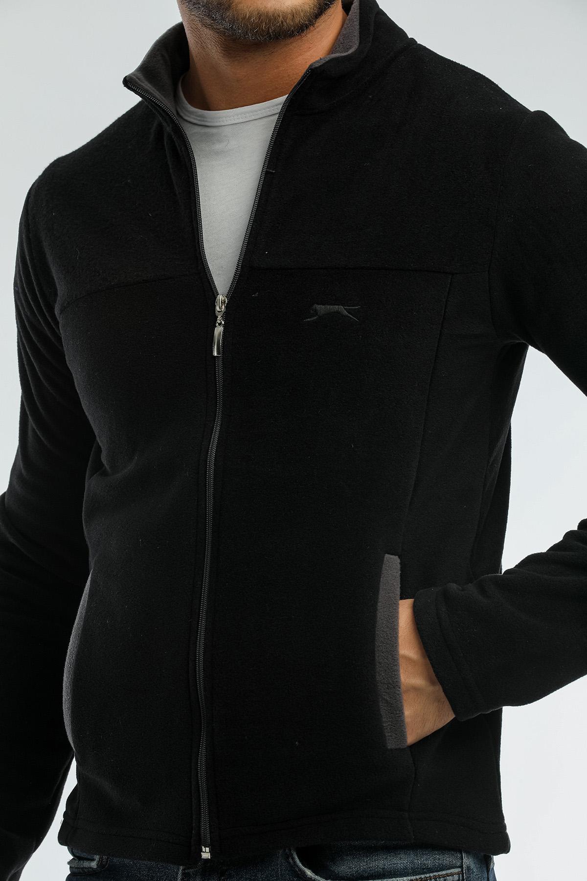 SLAZENGER SAFRANO I Erkek Fermuarlı Sweatshirt Hırka Siyah görsel 5