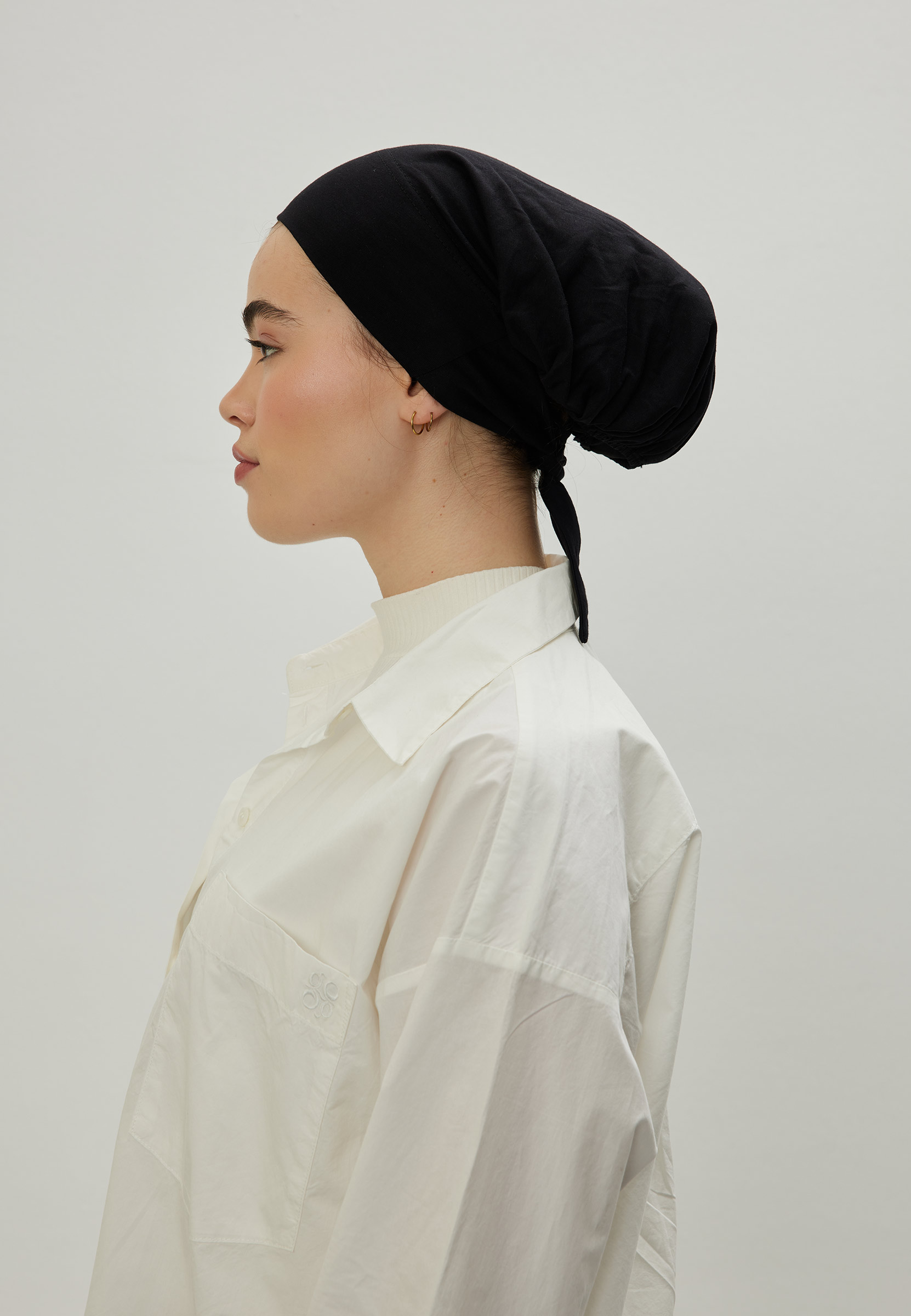 Fresh Scarfs Geniş Hacimli Bağlamalı Bone Siyah görsel 2