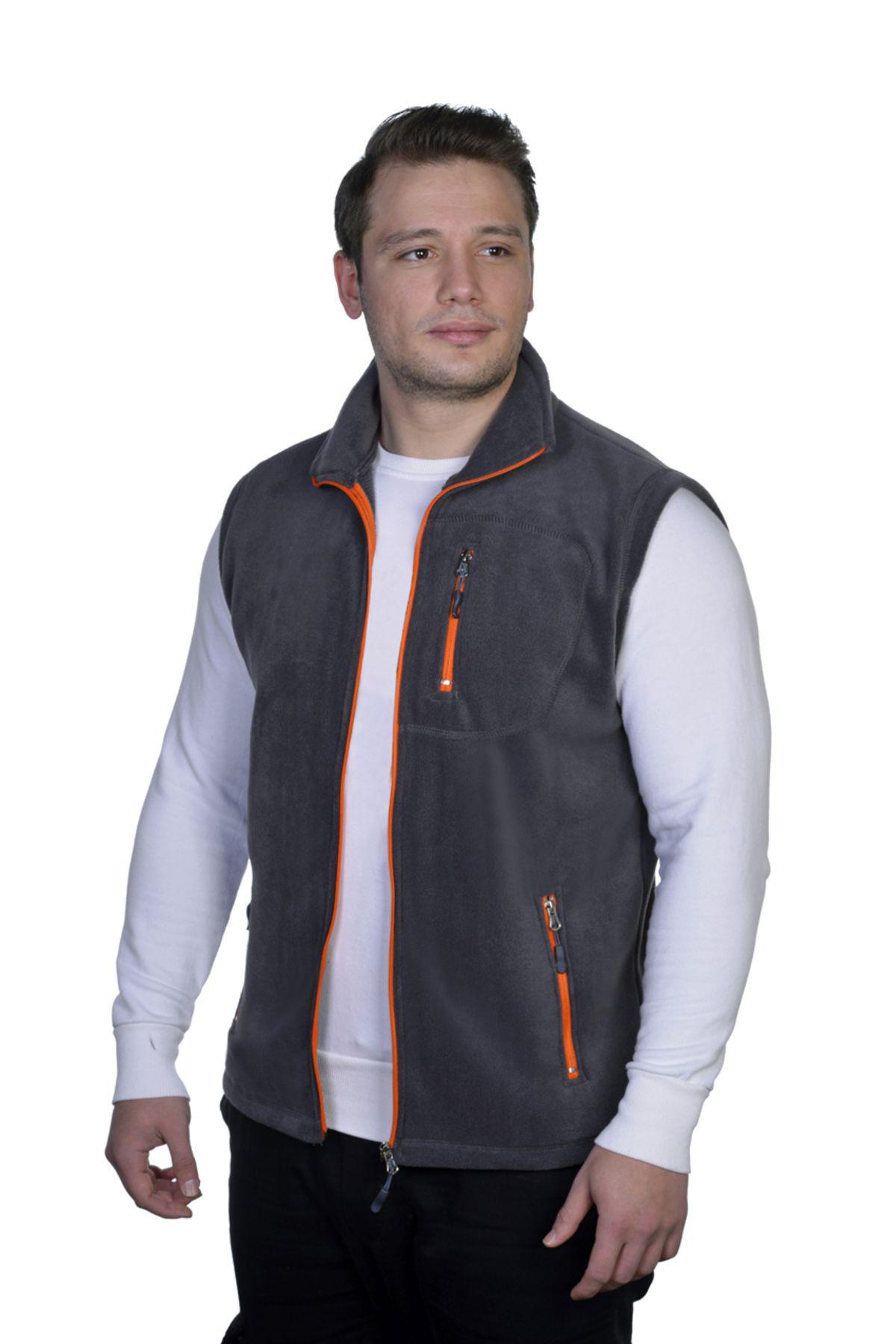 Genius Store Erkek Polar Yelek Tam Femuarlı Outdoor Spor Yelek 3 Cepli 8 Renk görsel 2