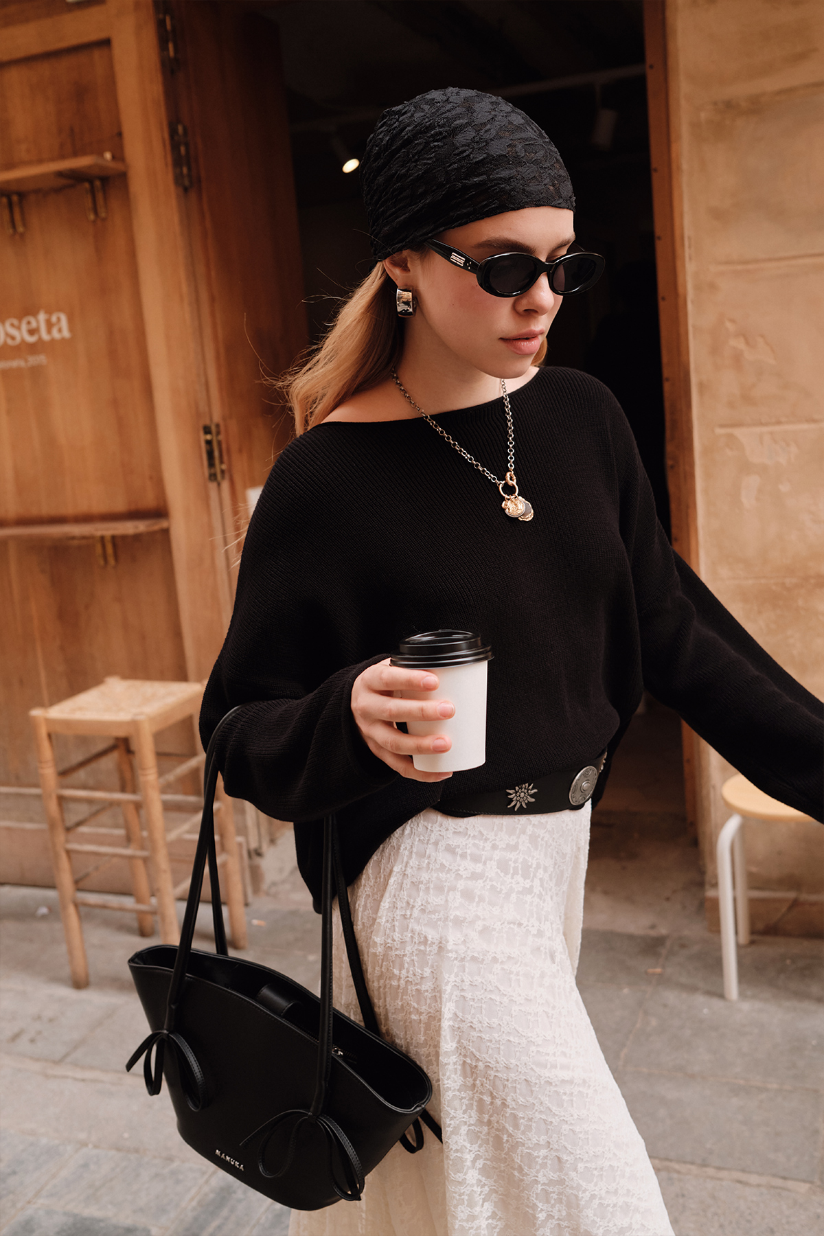 Manuka Sandy Fiyonklu Çanta Siyah görsel 2