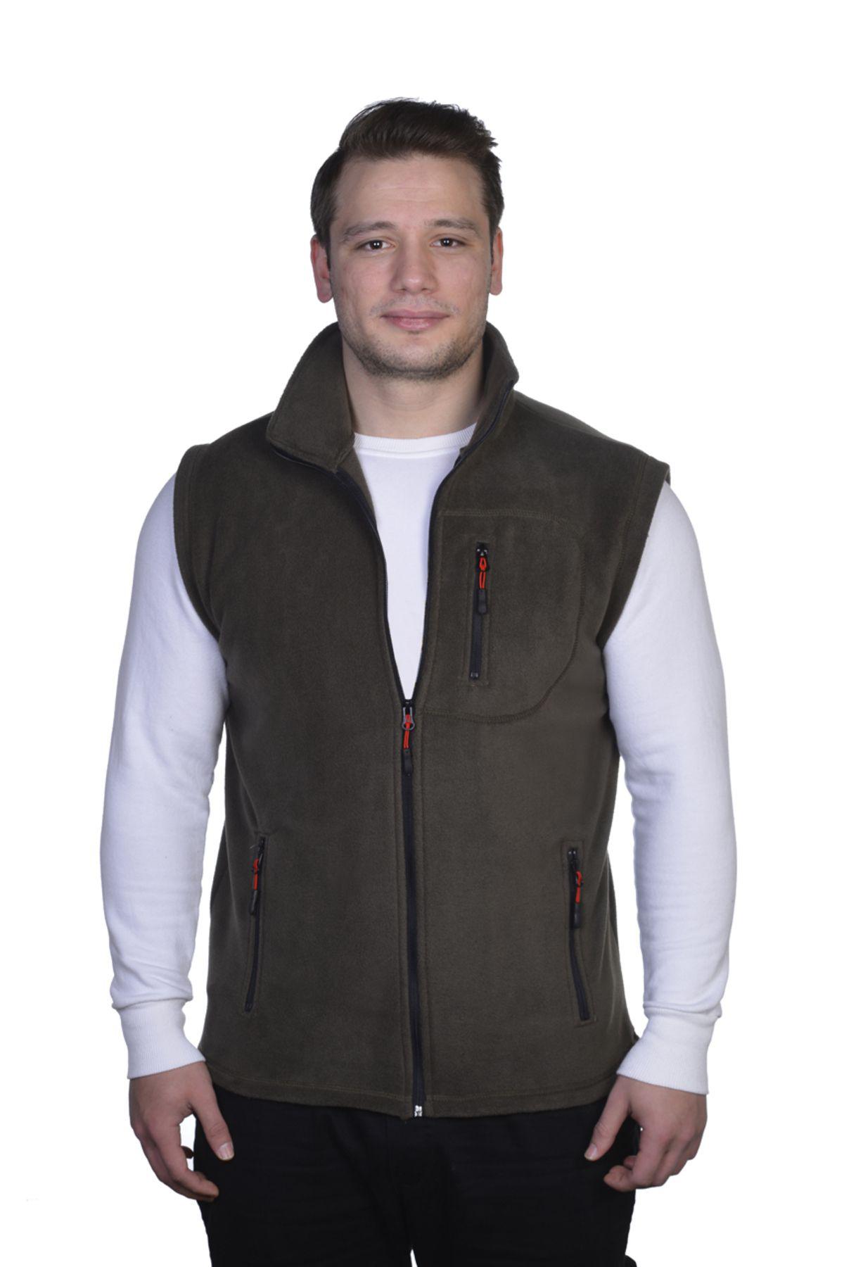 Genius Store Erkek Polar Yelek Tam Femuarlı Outdoor Spor Yelek 3 Cepli 8 Renk