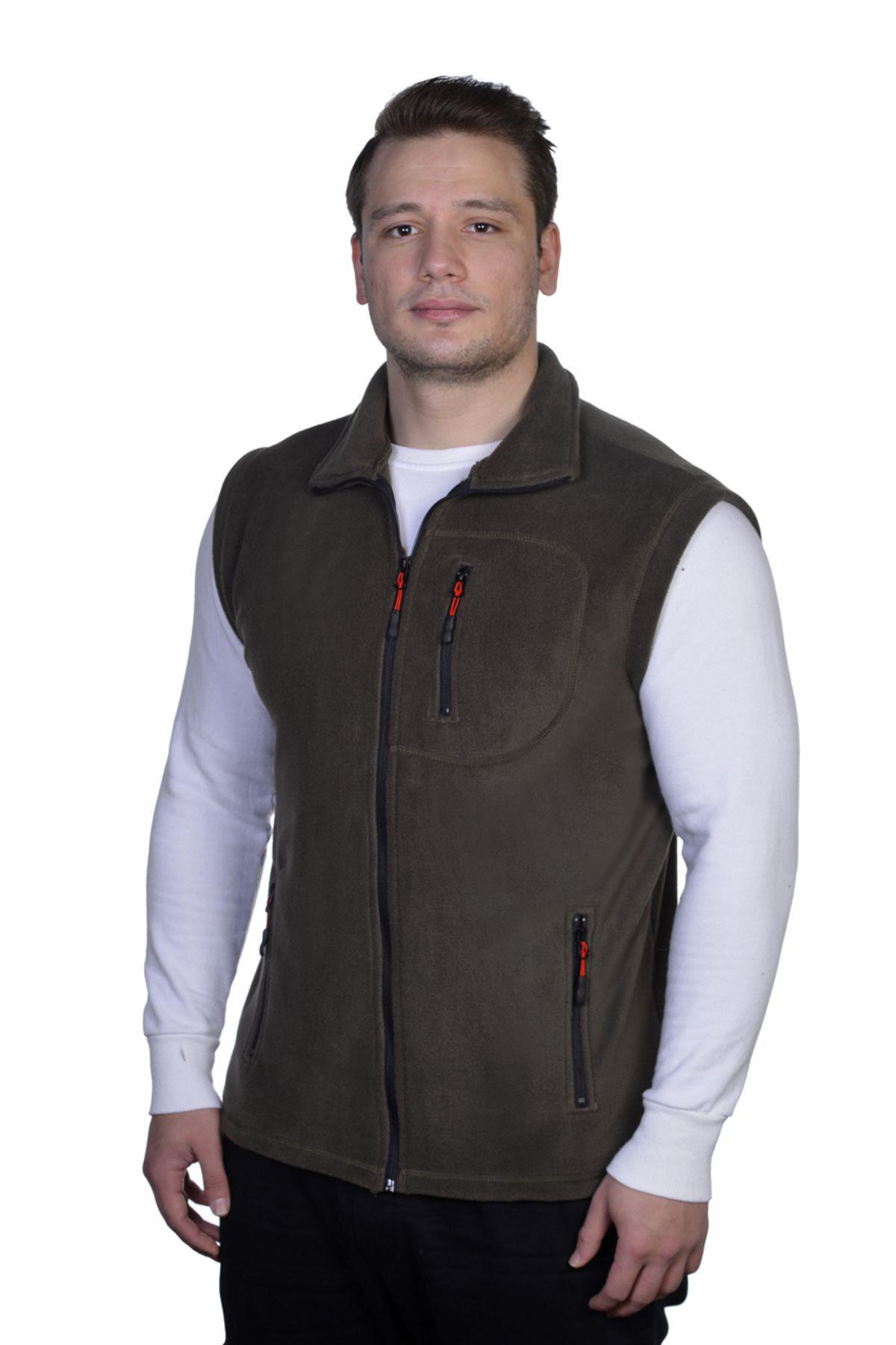Genius Store Erkek Polar Yelek Tam Femuarlı Outdoor Spor Yelek 3 Cepli 8 Renk görsel 2