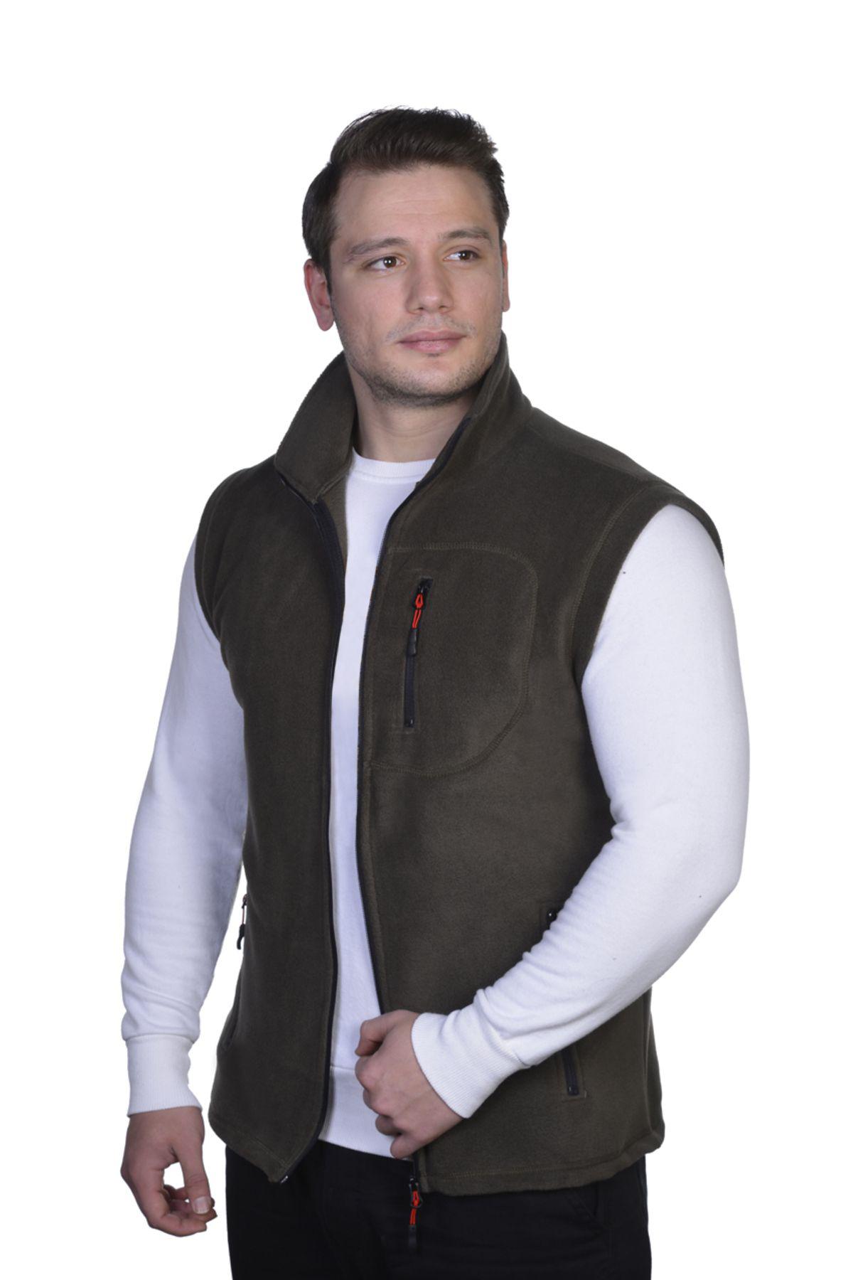 Genius Store Erkek Polar Yelek Tam Femuarlı Outdoor Spor Yelek 3 Cepli 8 Renk görsel 3