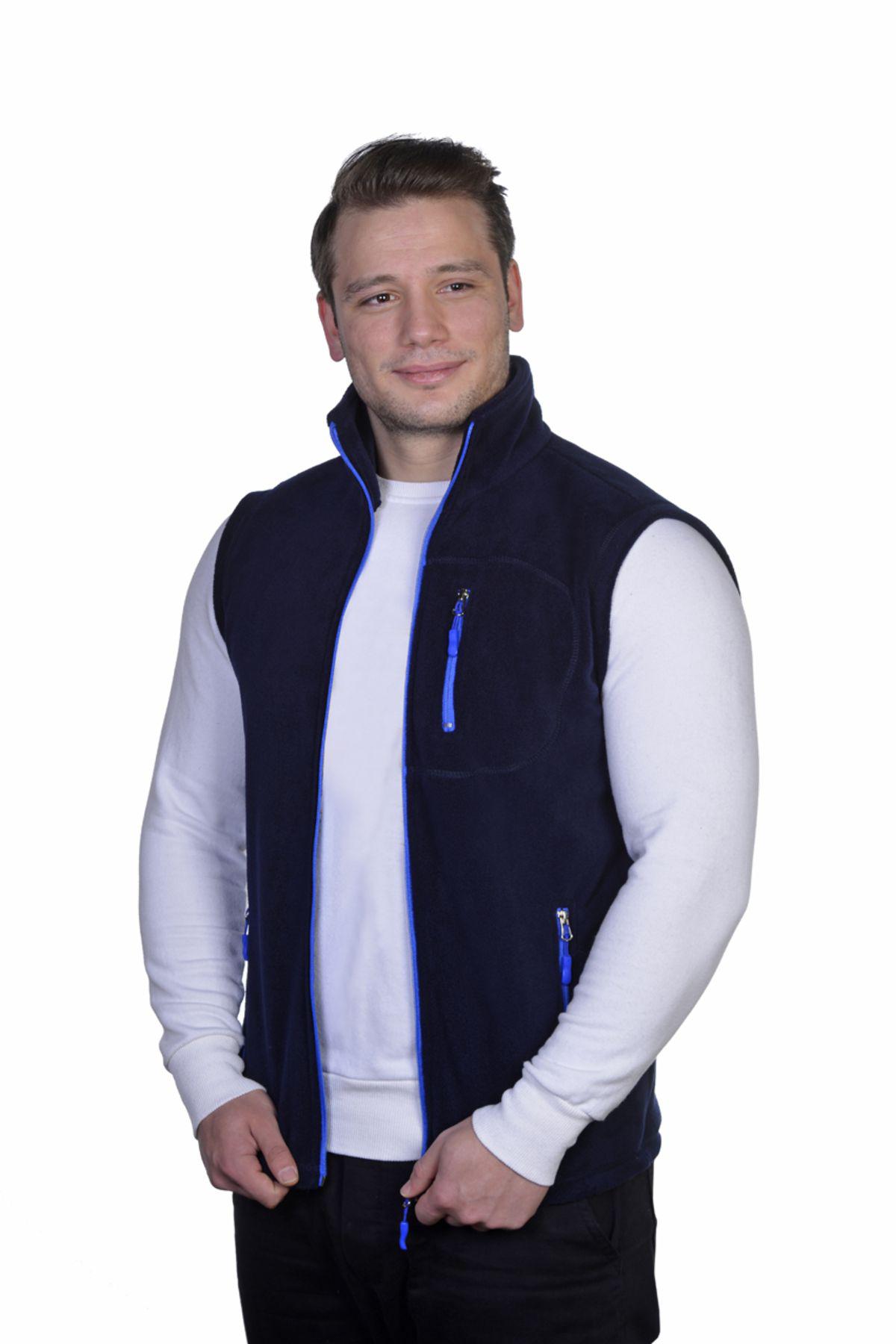 Genius Store Erkek Polar Yelek Tam Femuarlı Outdoor Spor Yelek 3 Cepli 8 Renk görsel 3