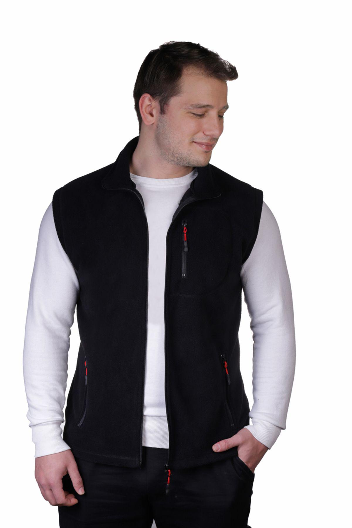 Genius Store Erkek Polar Yelek Tam Femuarlı Outdoor Spor Yelek 3 Cepli 8 Renk görsel 3
