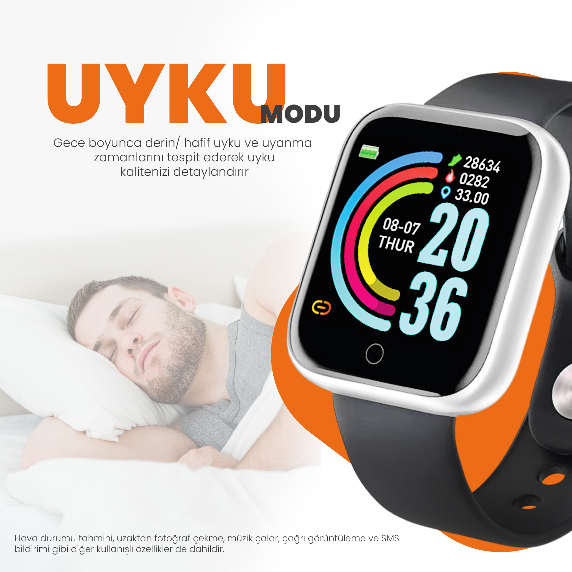 Moodix WE23K13B Akıllı Saat Gri-Siyah görsel 6