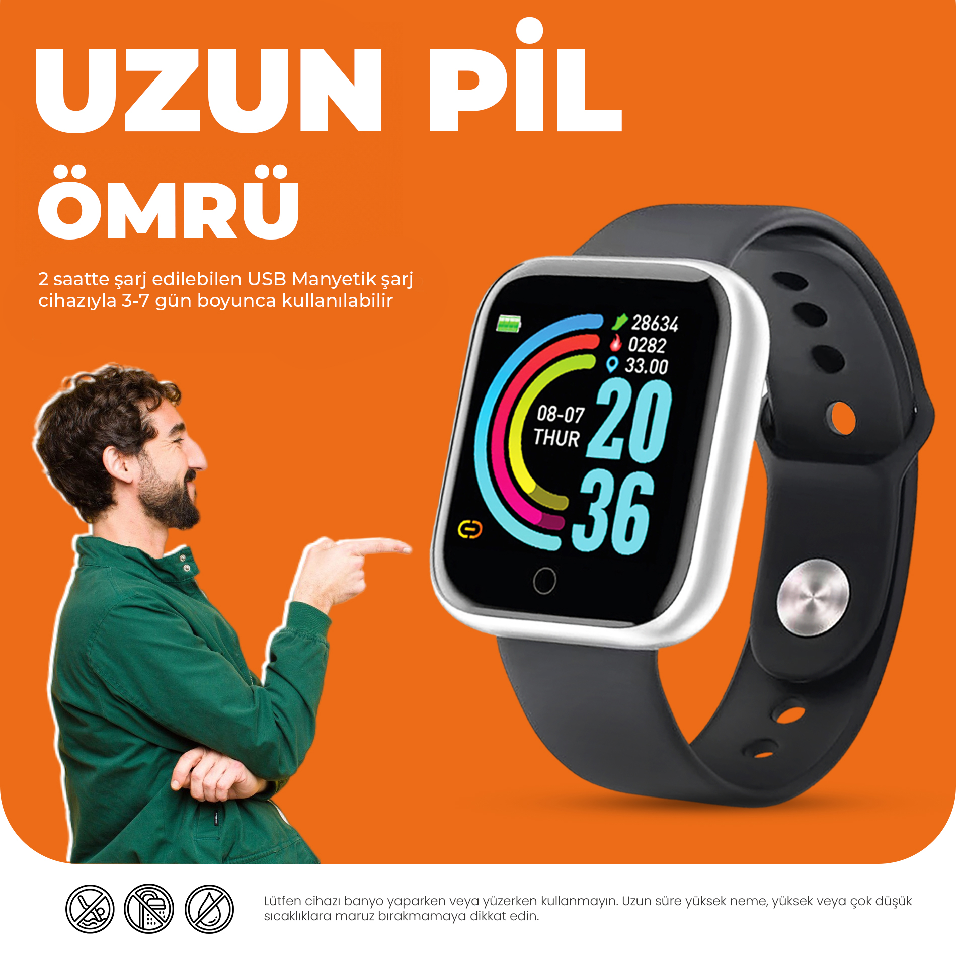Moodix WE23K13B Akıllı Saat Gri-Siyah görsel 7