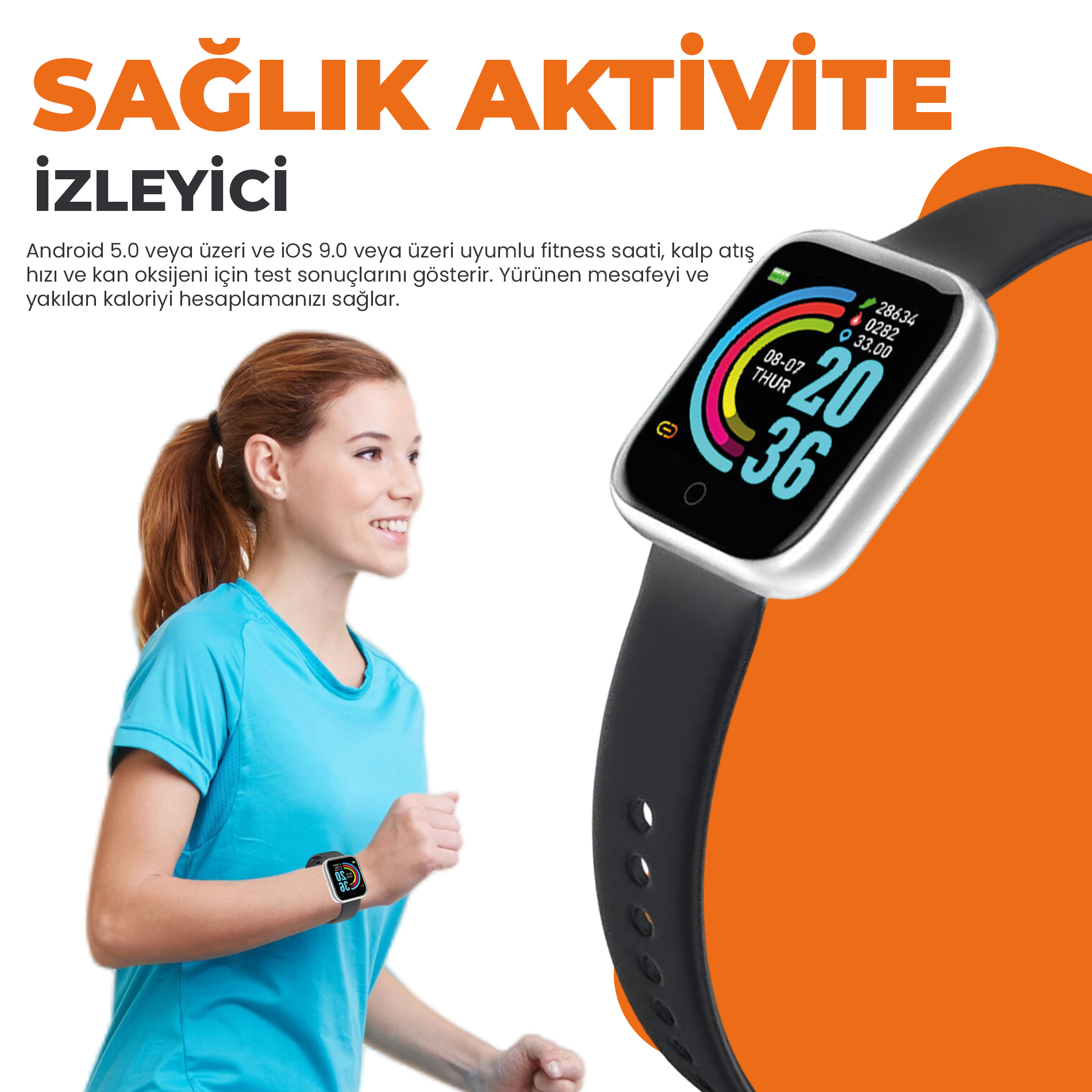 Moodix WE23K13B Akıllı Saat Gri-Siyah görsel 8