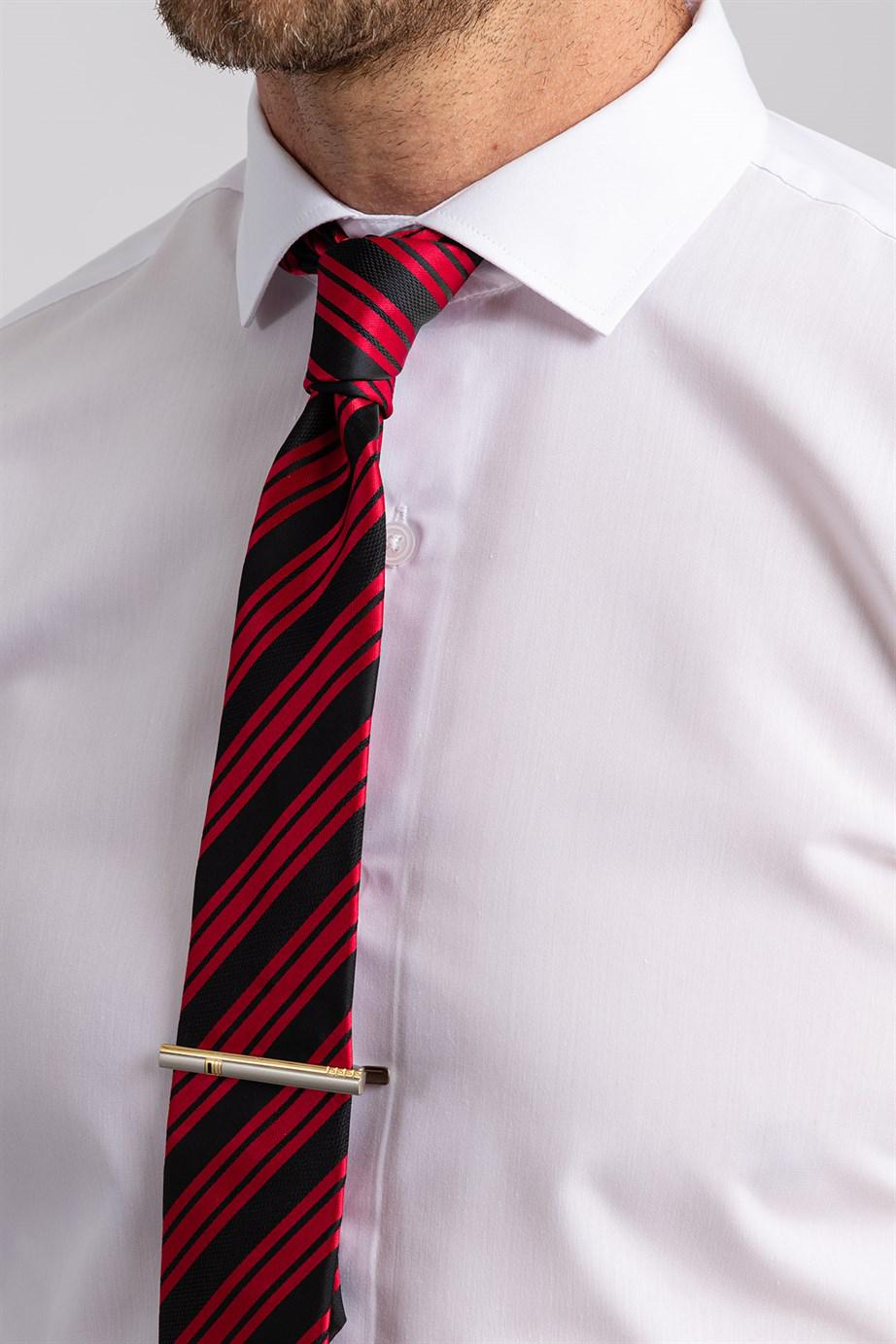 TUDORS Slim Fit Dar Kesim Düz Erkek Gömlek görsel 3