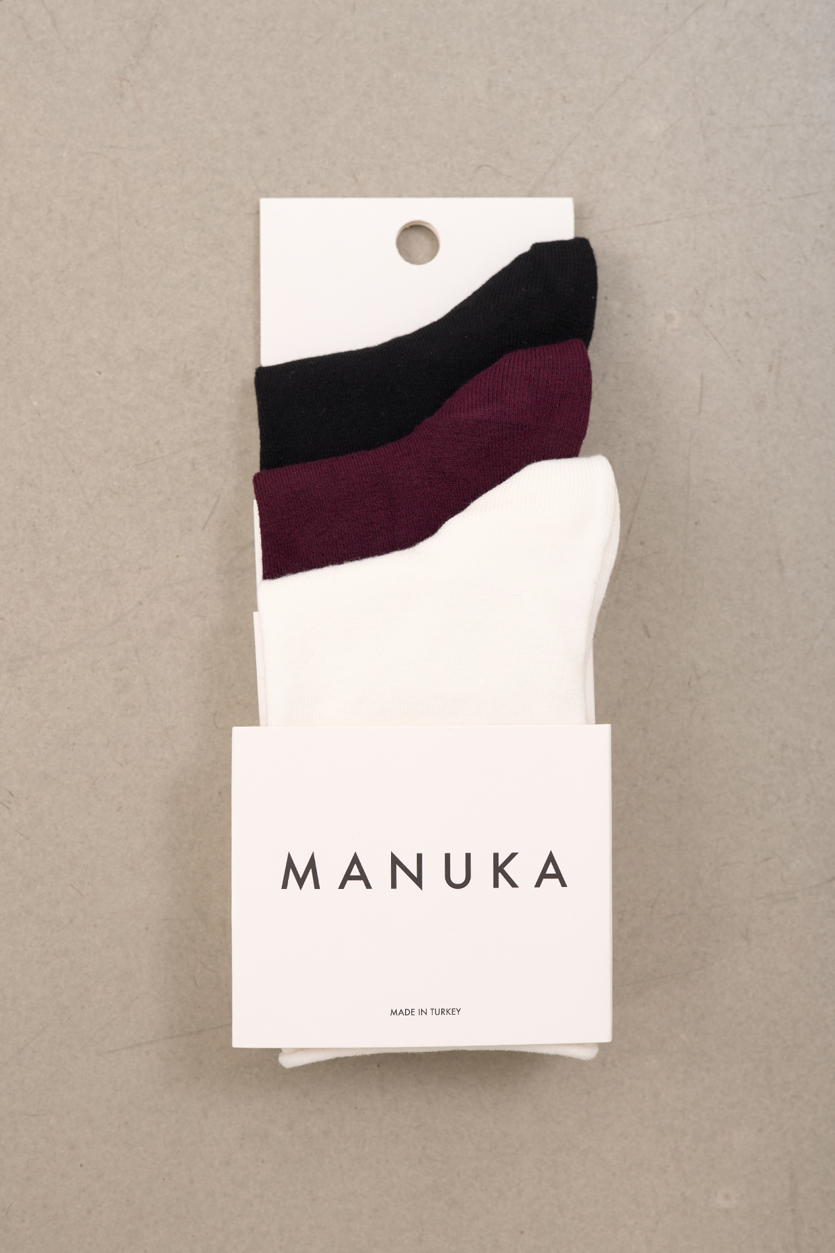 Manuka 3'Lü Set Çorap Siyah-Bordo-Ekru