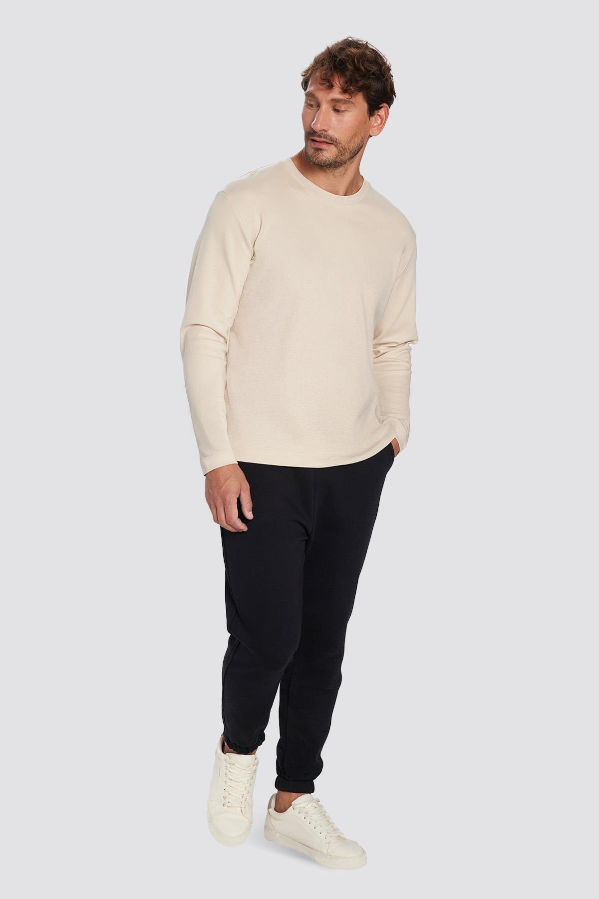 TUDORS Unisex Relax Fit Rahat Kesim Şardonlu 3 Cepli Lastikli Jogger Paça Siyah Erkek Jogger Eşofman Altı görsel 2