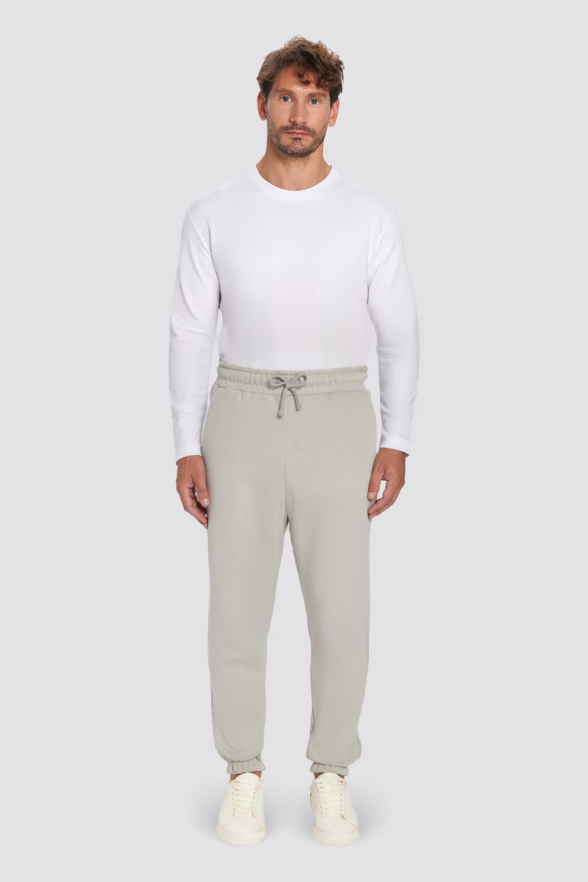 TUDORS Unisex Relax Fit Rahat Kesim Şardonlu 3 Cepli Lastikli Jogger Paça Taş Renk Eşofman Altı görsel 4