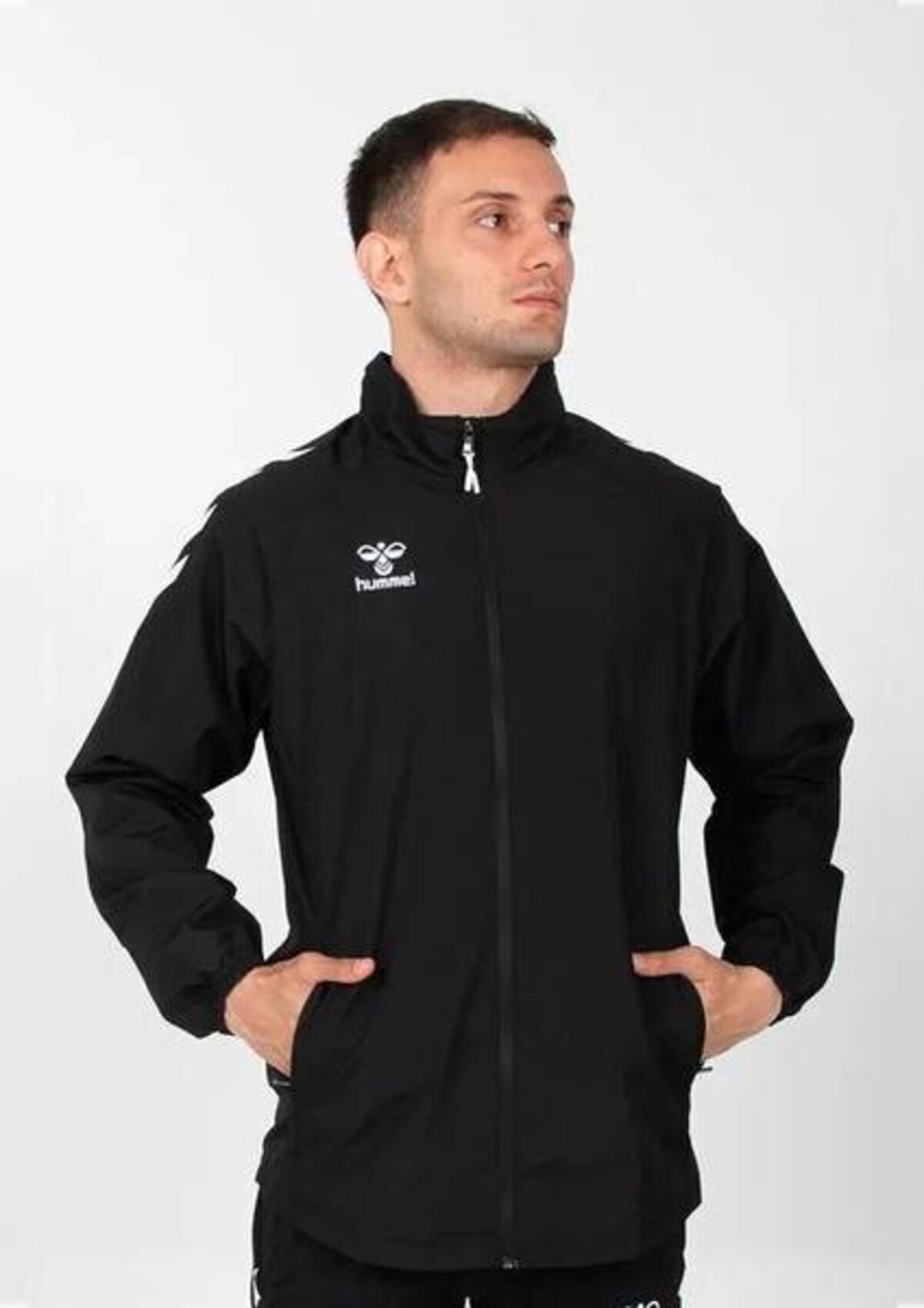 Hummel Line Erkek Siyah Dik Yaka Fermuarlı Sweatshirt