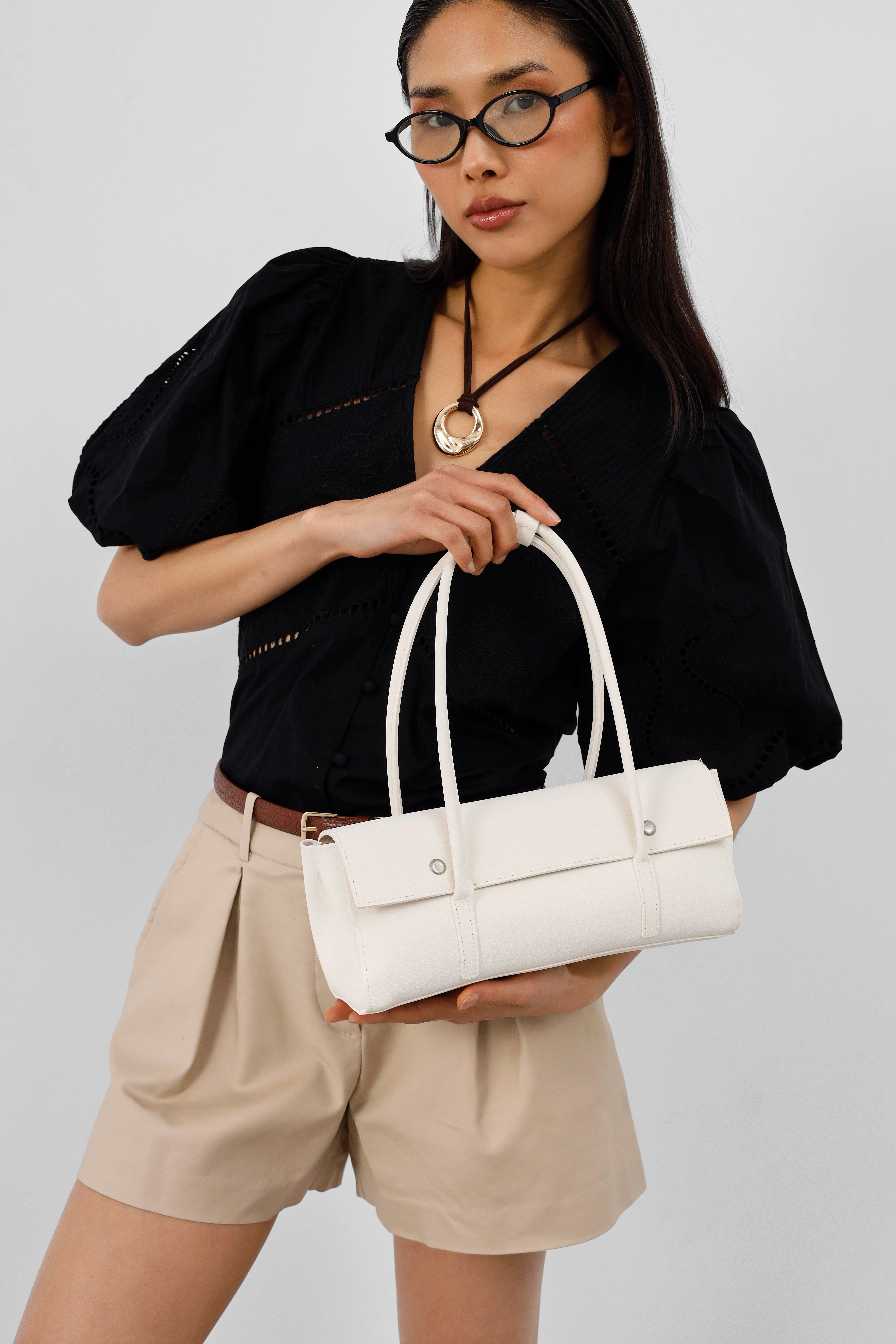 Shulebags Mari Vintage Baget Çanta Krem görsel 2