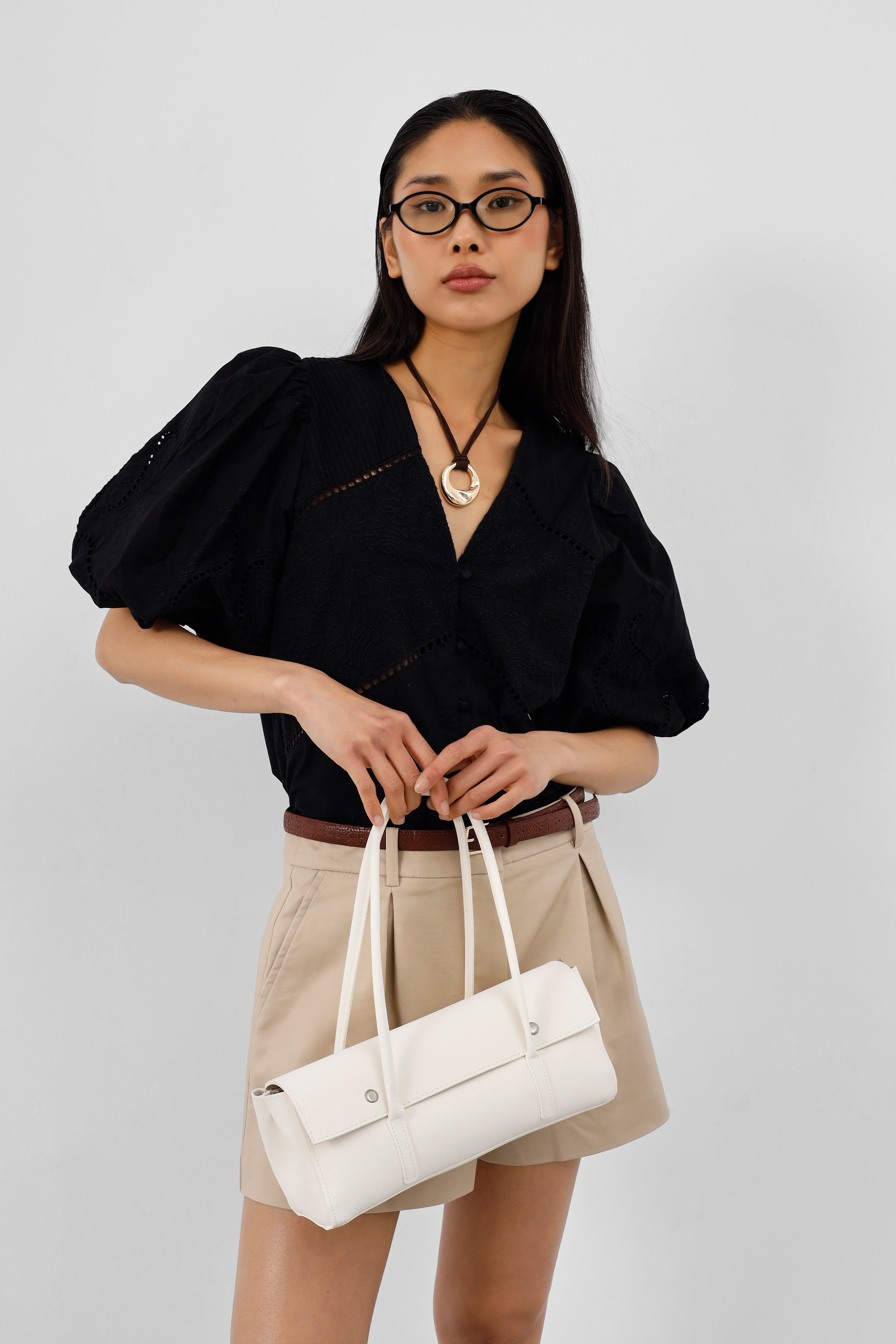 Shulebags Mari Vintage Baget Çanta Krem görsel 4