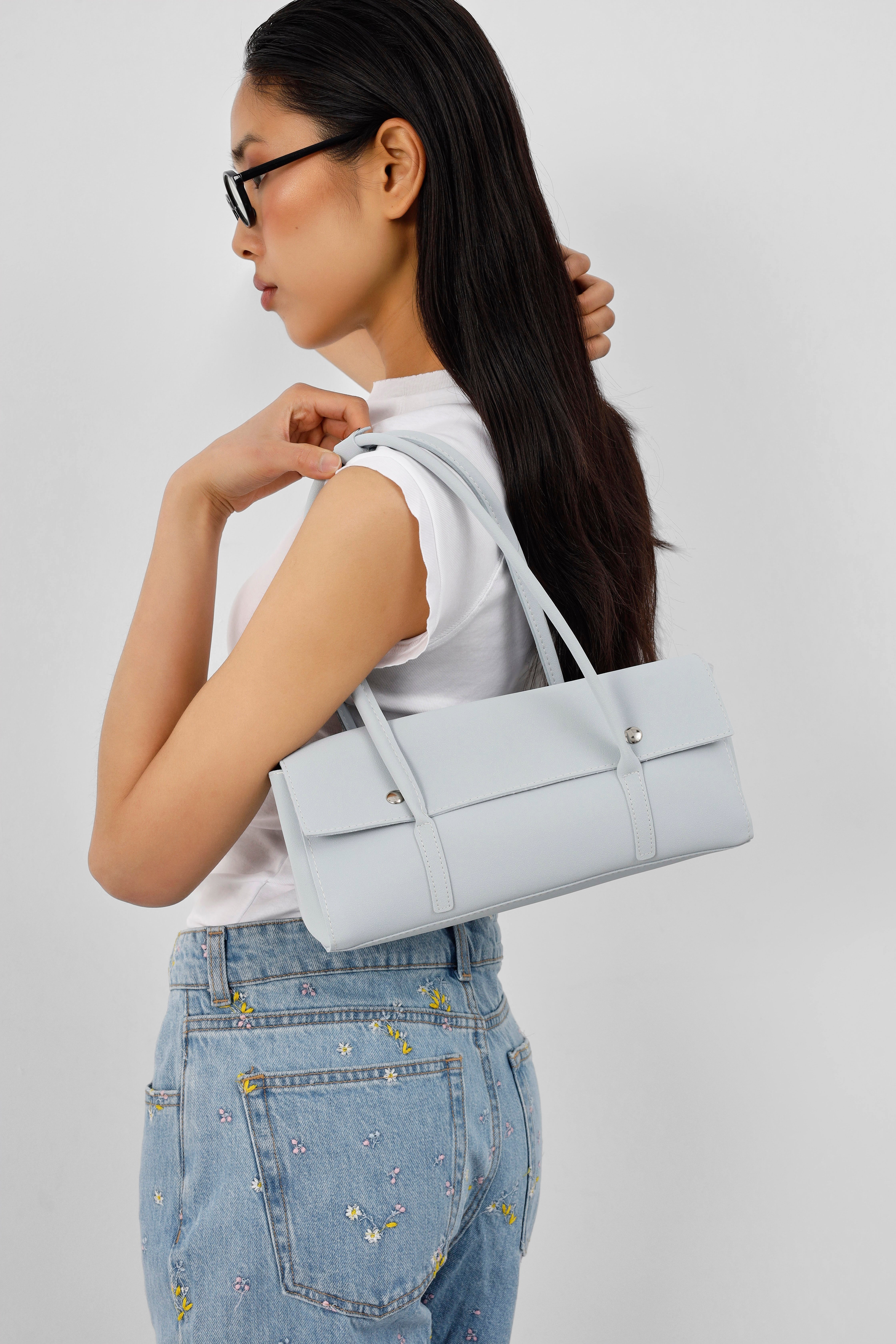 Shulebags Mari Vintage Baget Çanta Bebe Mavi görsel 2