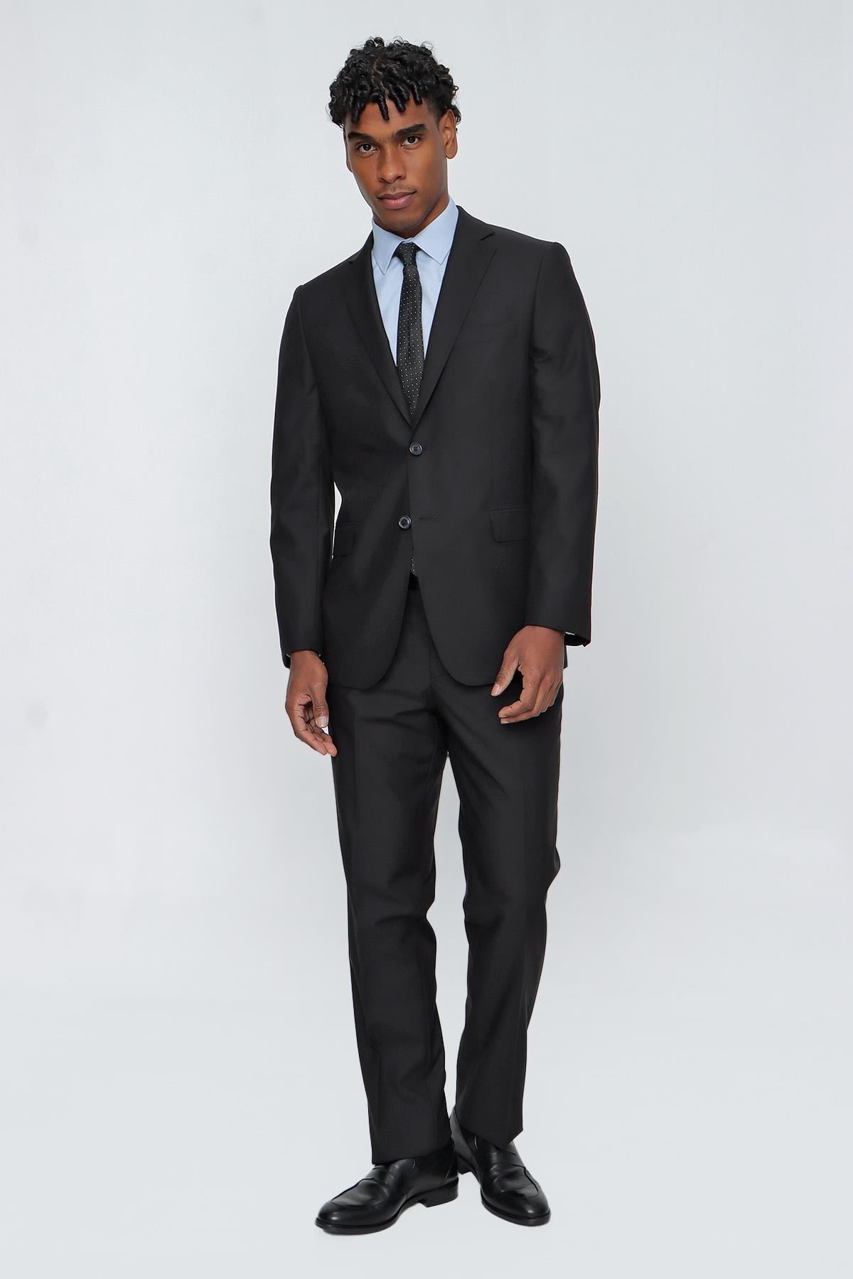 İMZA Siyah Mono Yaka Gabardin Astarlı Esnek 4 Drop Comfort Fit Basic Takım Elbise 1001255009