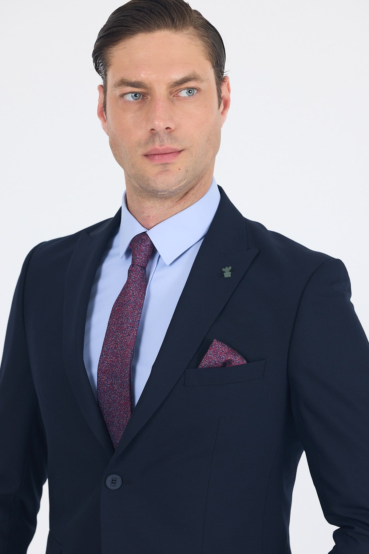 İMZA Lacivert Kırlangıç Yaka Düz Slim Fit 6 Drop Takım Elbise 1001260011 görsel 2