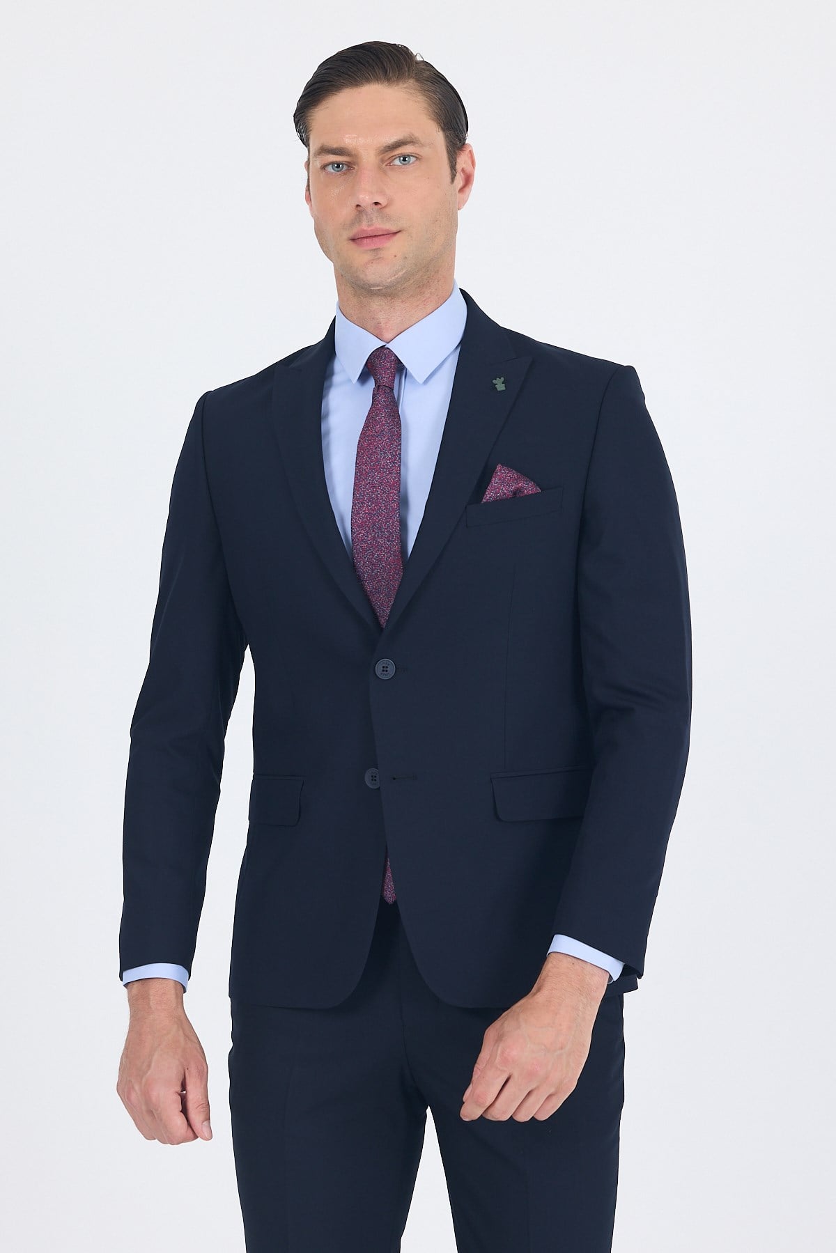 İMZA Lacivert Kırlangıç Yaka Düz Slim Fit 6 Drop Takım Elbise 1001260011 görsel 4